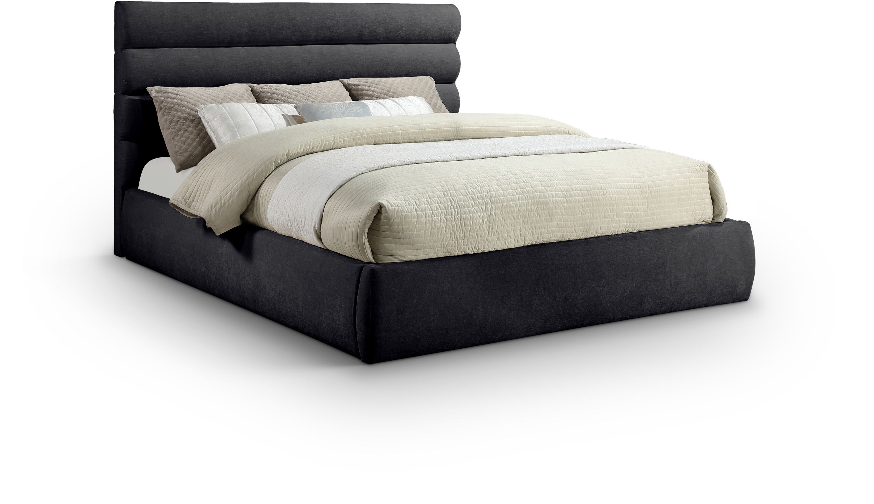 Adam - Chenille Fabric King Bed With 52" Headboard - Black