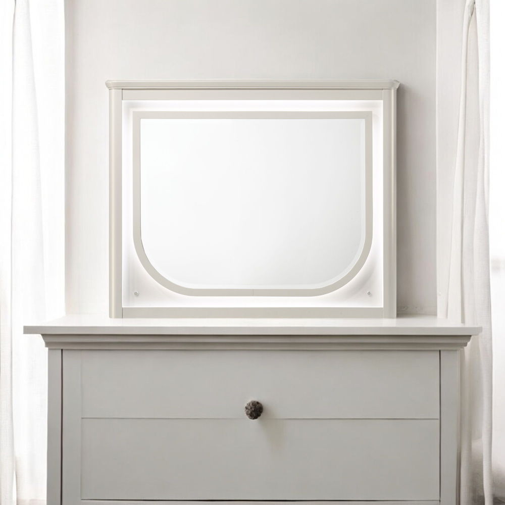 Laveda - Mirror With LED - Pearl White, white, view 7