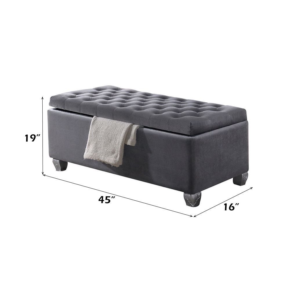 Rebekah - Bench With Storage - Gray Fabric, dark gray, view 3