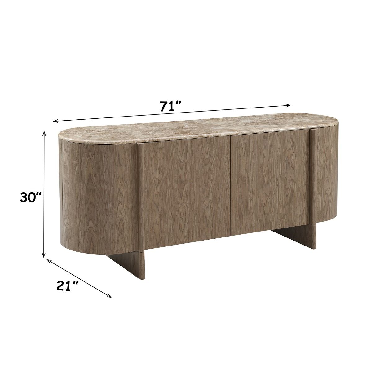 Markku - Console Table With Natural Marble - Oak, dark brown, view 7