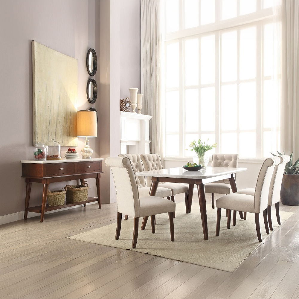 Gasha - Side Chair (Set of 2) - Beige Linen & Walnut, beige, view 3