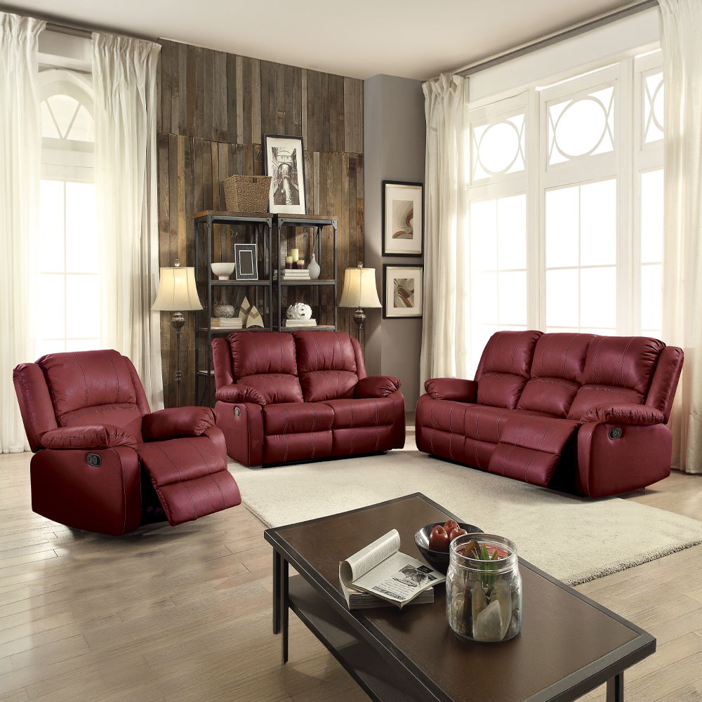 Zuriel - Motion Loveseat - Red Synthetic Leather, red, view 5
