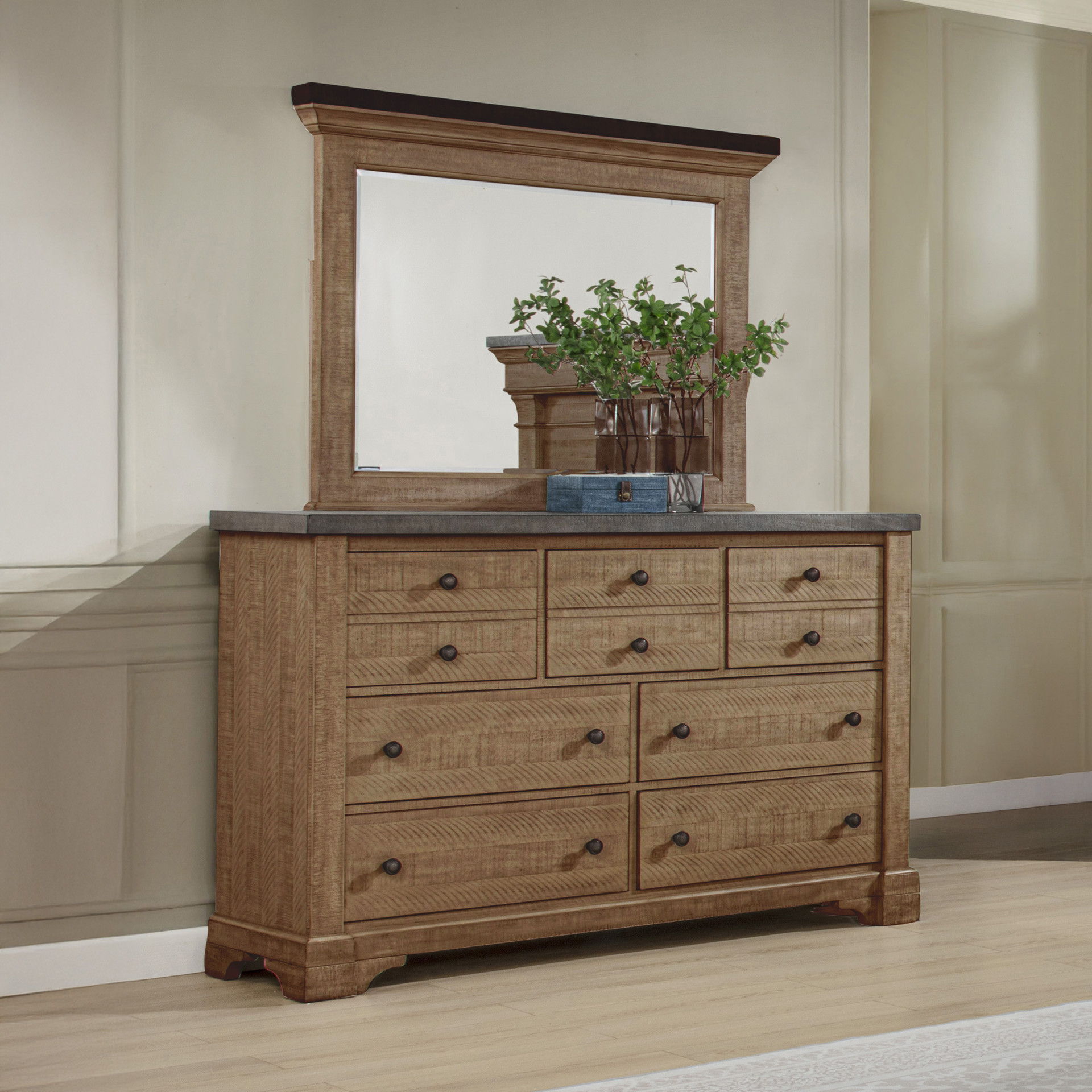 Augusta - Mirror - Rustic Brown, light brown