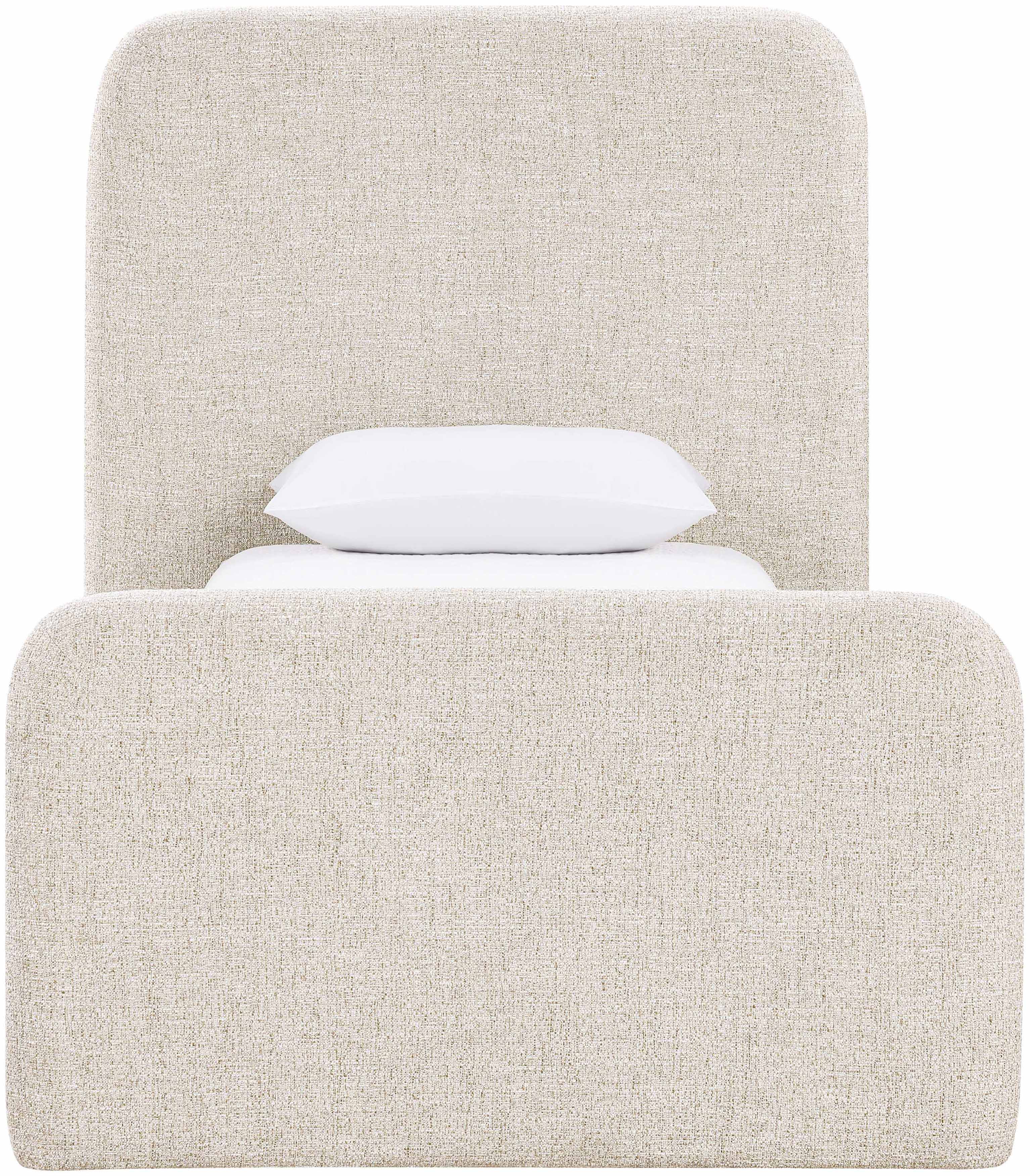 Fira - Linen Textured Fabric Upholstered Twin Bed - Beige