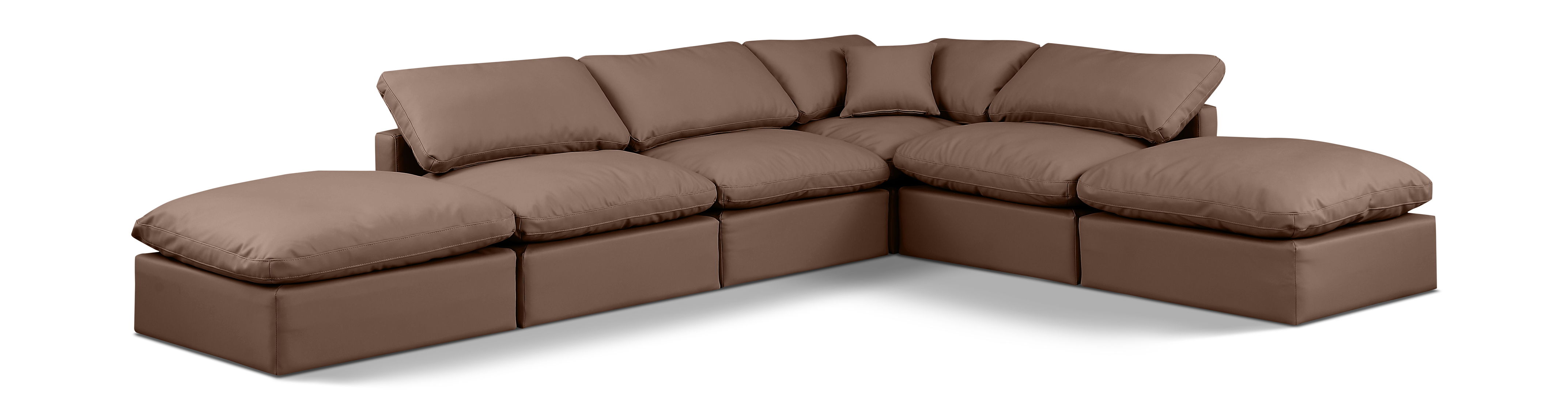 Indulge - Faux Leather 6 Piece Modular Armless Sectional - Brown