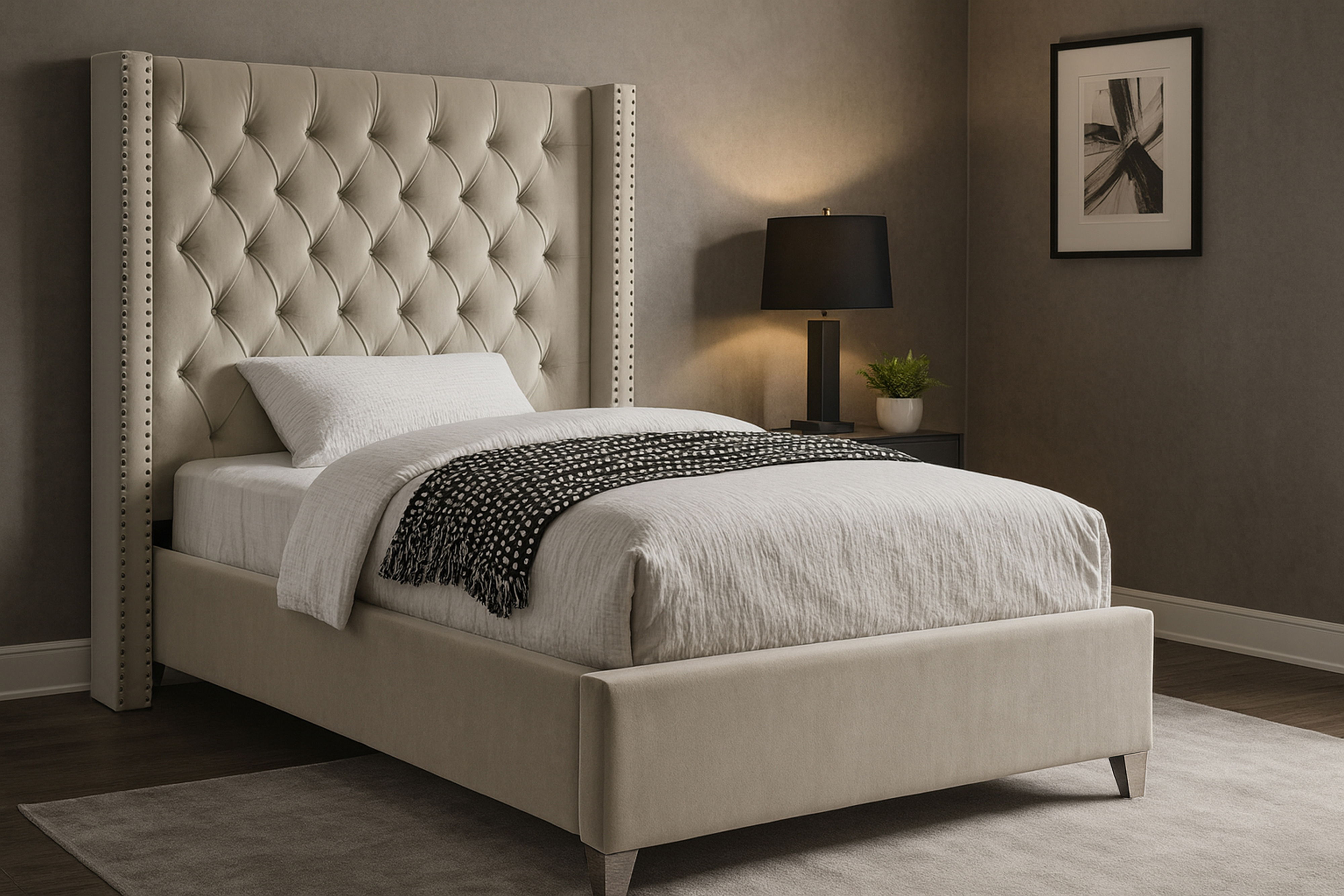 Aiden - Upholstered Twin Bed - Cream