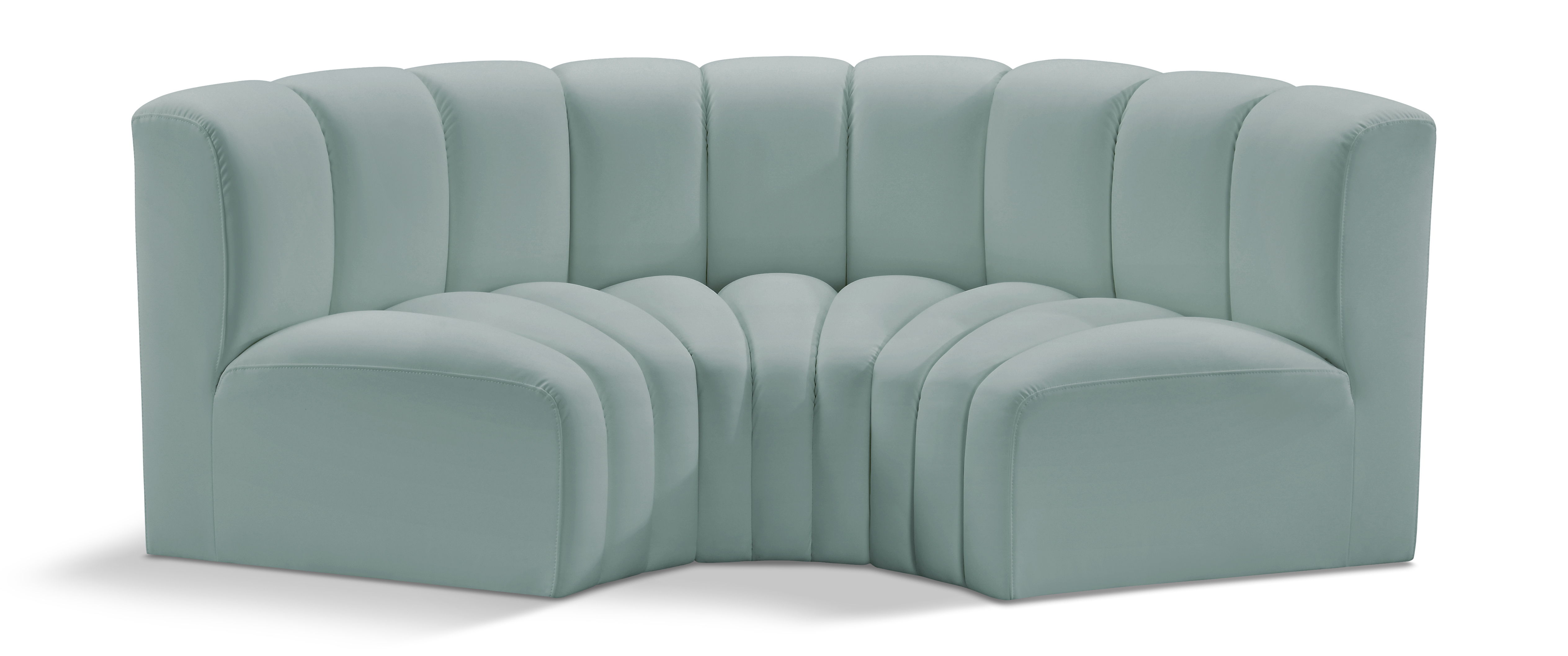 Arc - Faux Leather 3 Piece Modular U-Shaped Sofa - Mint Green
