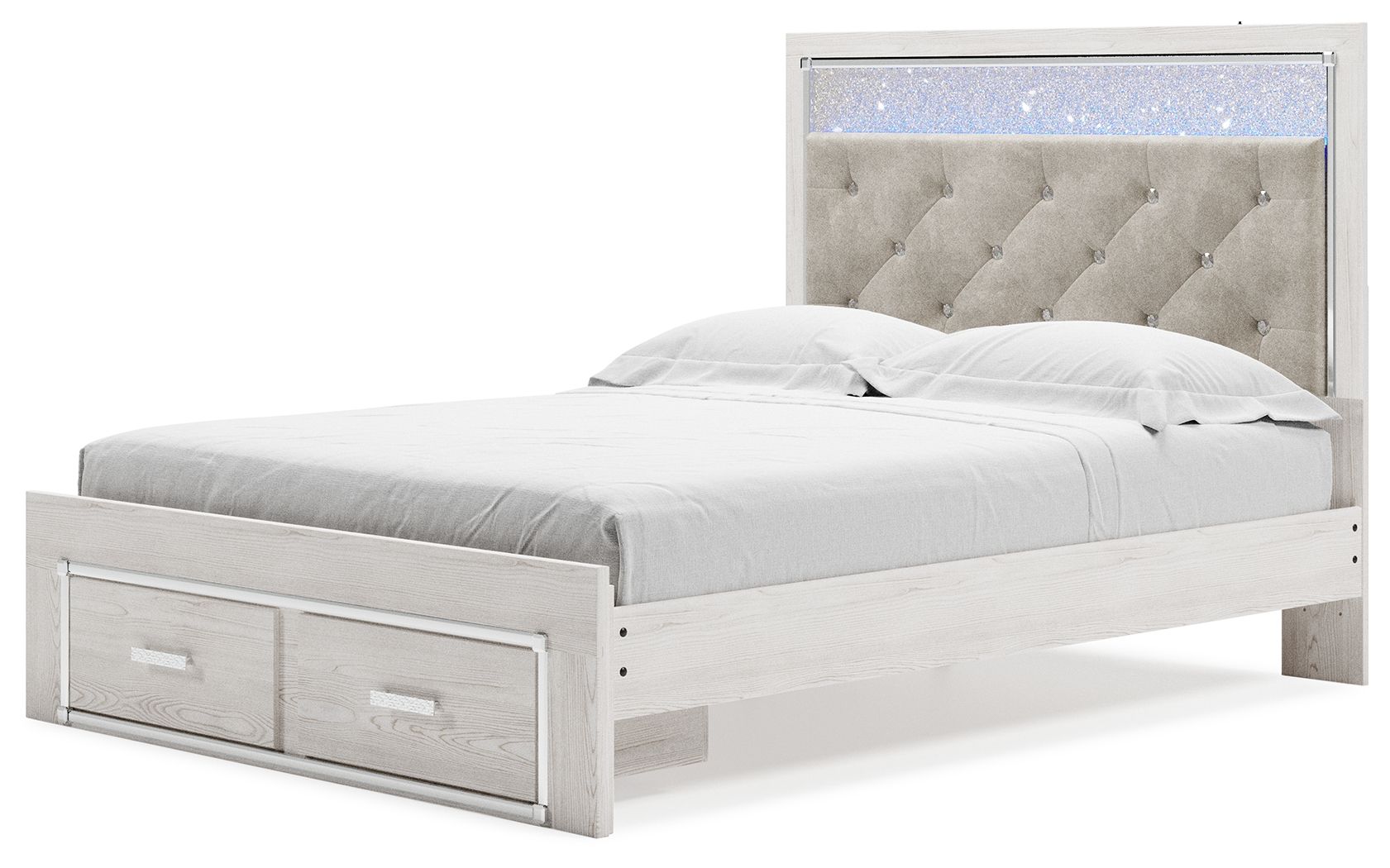 Ashley Furniture Altyra - Queen Panel Bed With Footboard Storage - White - Image 4