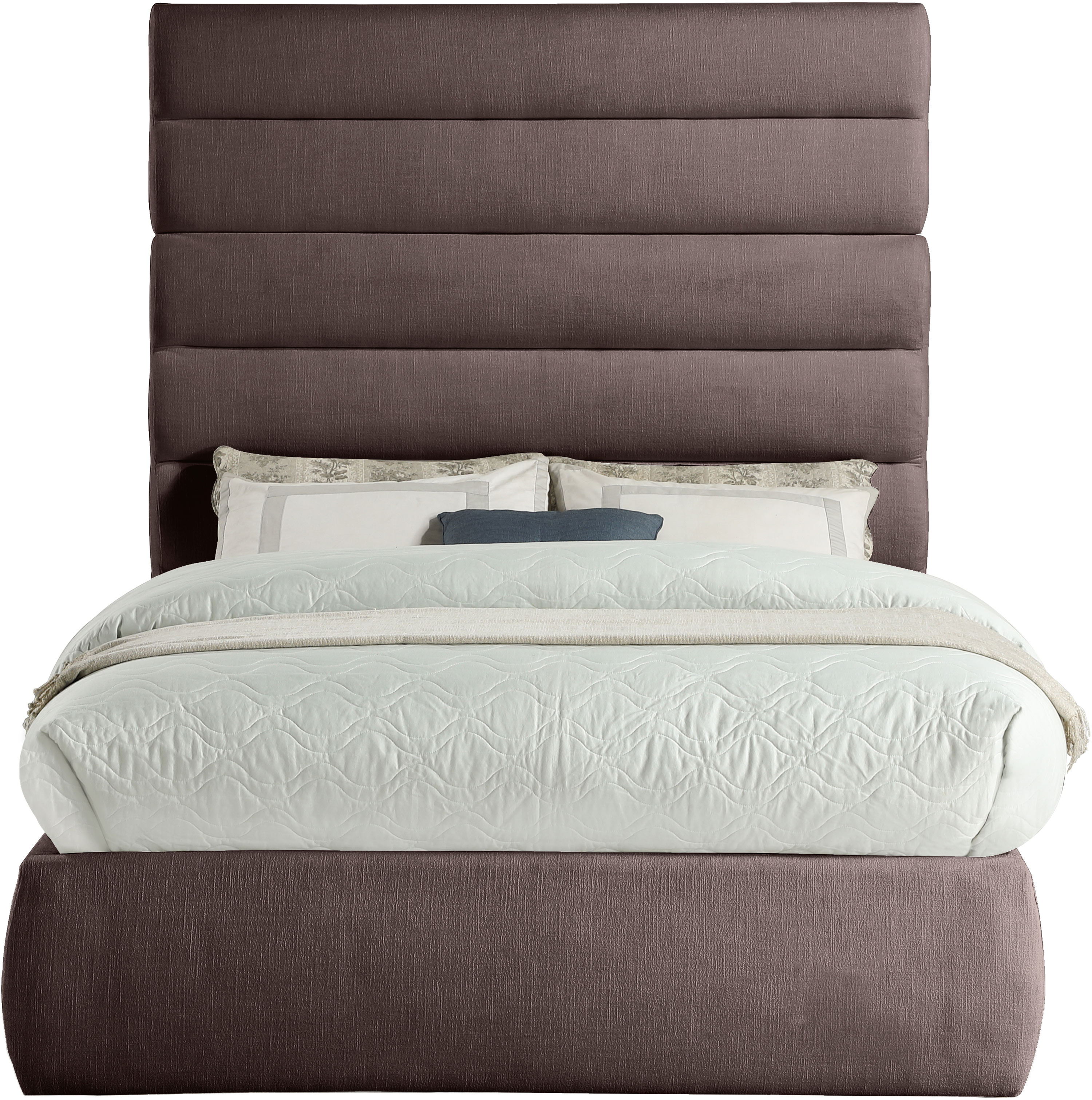 Adam - Linen Fabric Full Bed With 70.5" Headboard - Brown