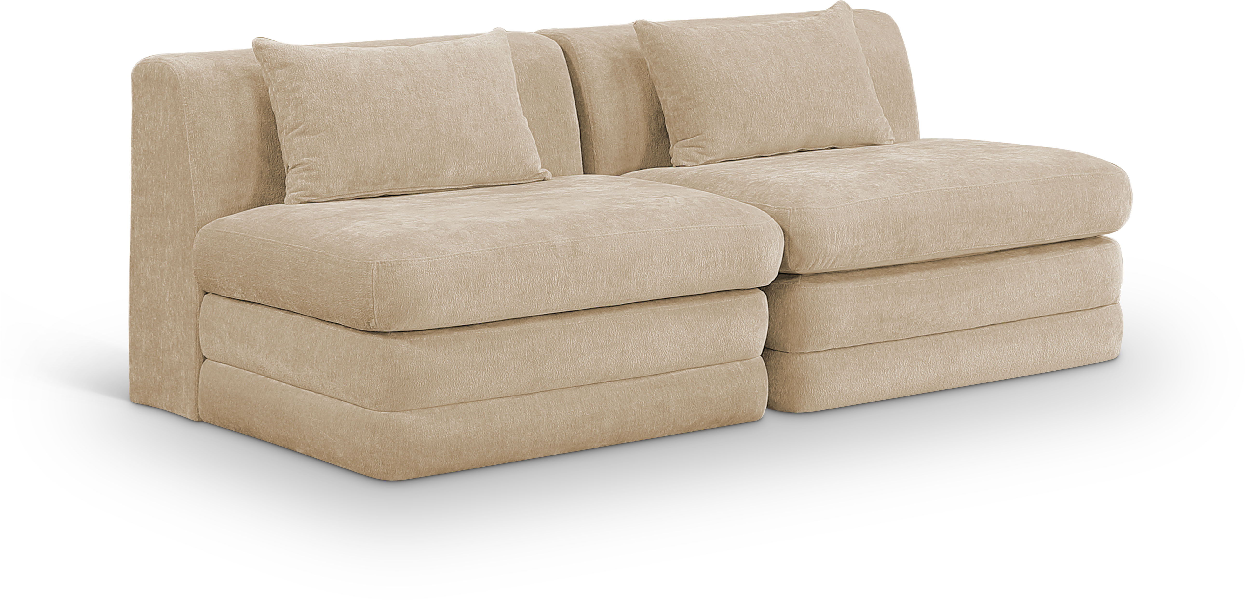 2 Pc · Chenille Fabric 76" Upholstered Modular Loveseat