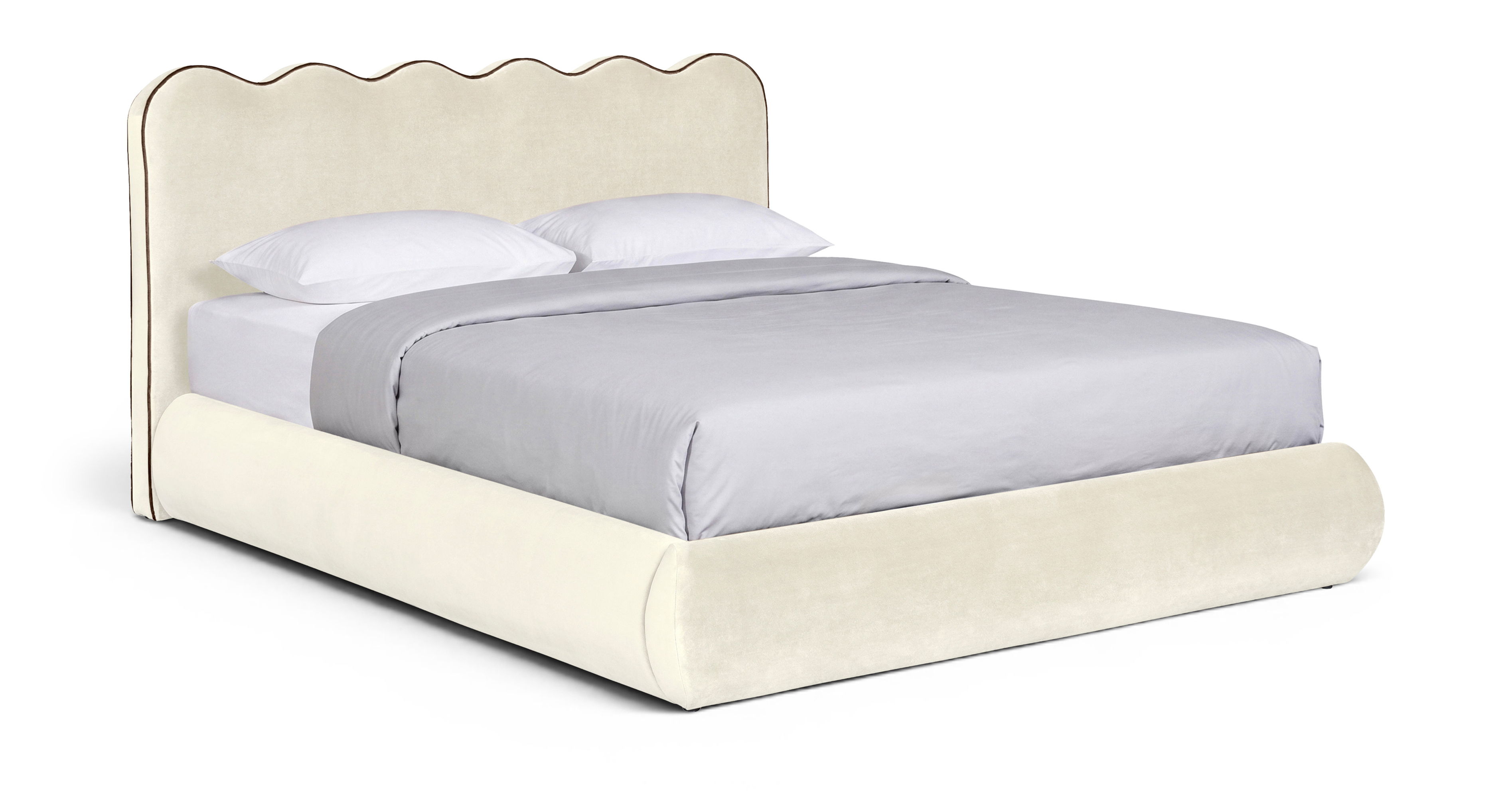 Tempo - Velvet Upholstered King Bed - Cream