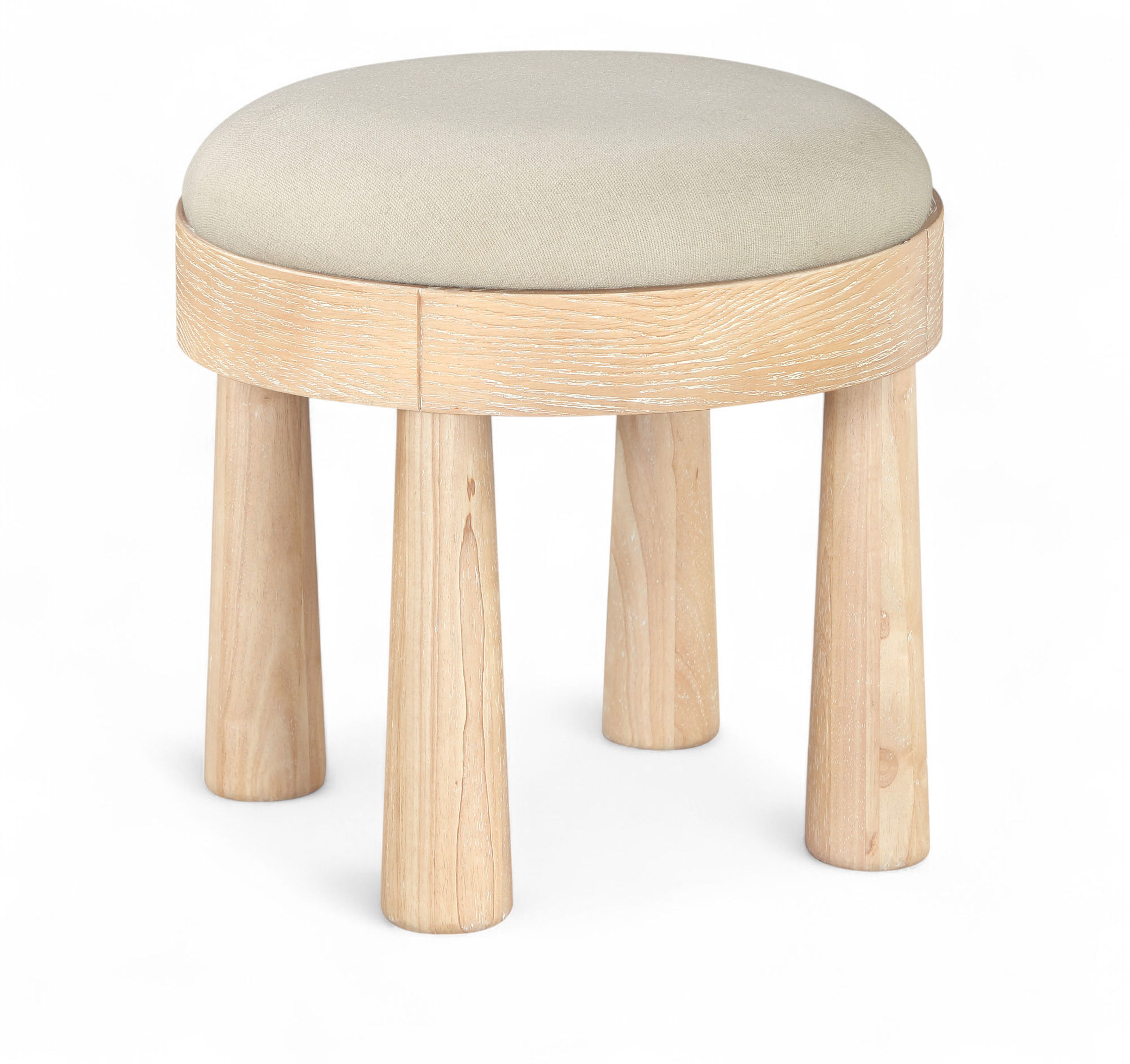 Larea - Linen Textured Fabric Ottoman - Cream