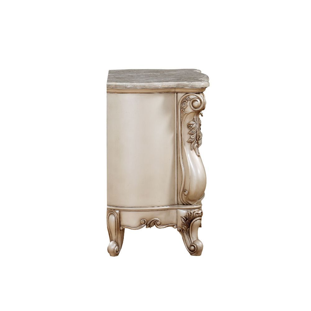 Gorsedd - Nightstand With Marble Top - Marble Top & Golden Ivory, beige, view 6