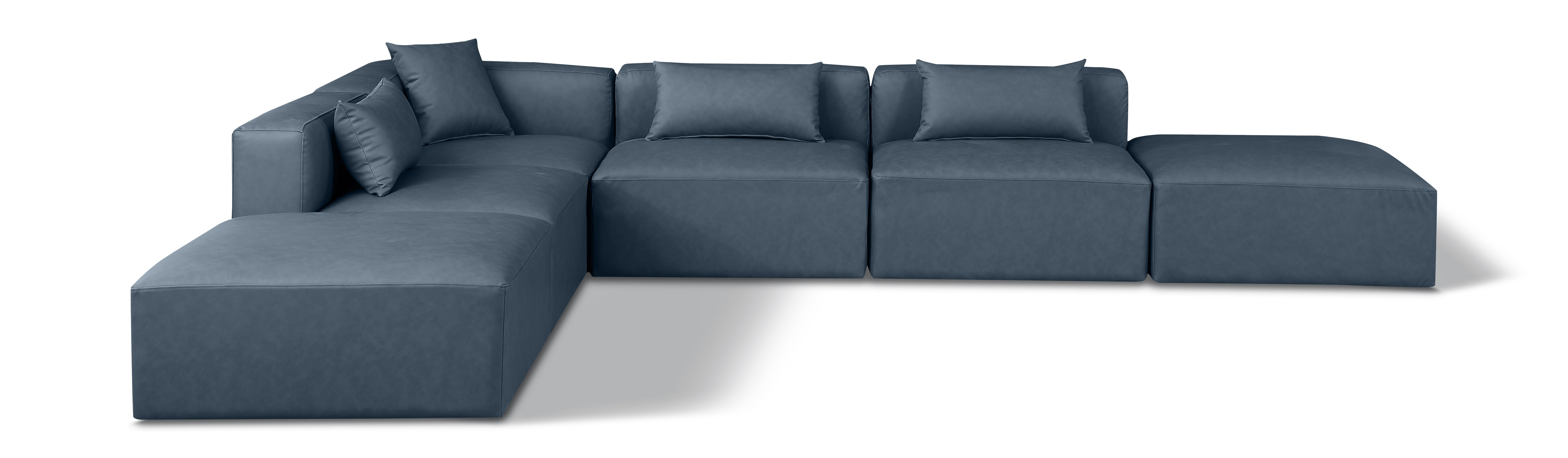 Cube - 6 Piece Modular Corner Armless Sectional - Navy Blue