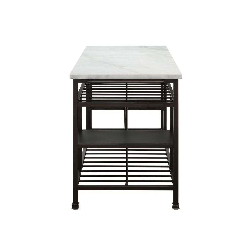 Lanzo - Kitchen Island - Marble Top & Gunmetal, dark gray, view 7