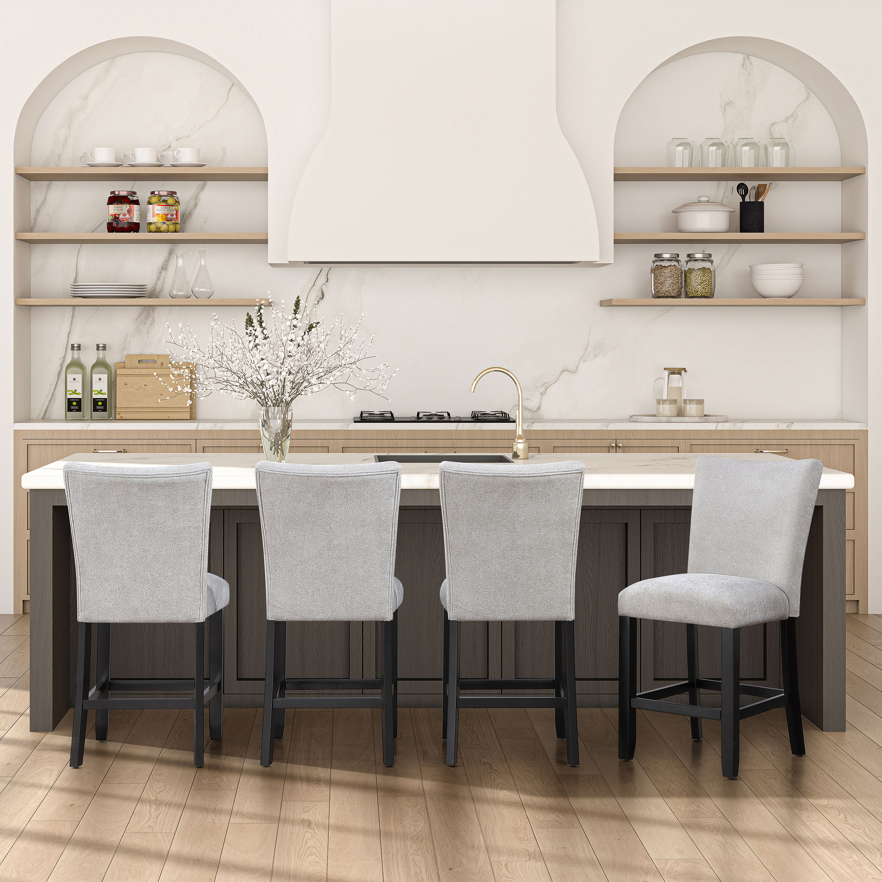 Artemis - Chenille Counter Chair - Gray