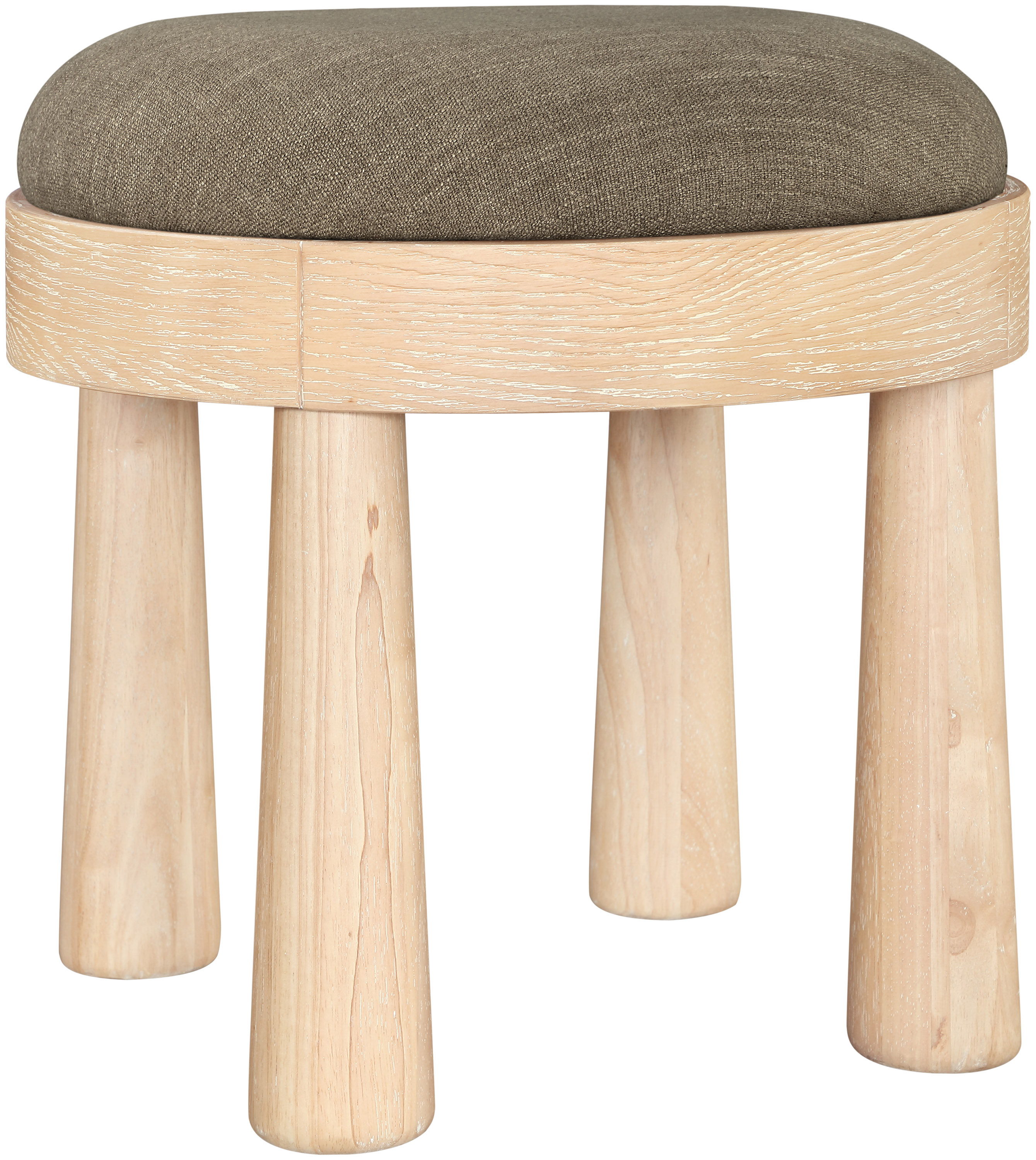 Larea - Linen Textured Fabric Upholstered Ottoman - Brown