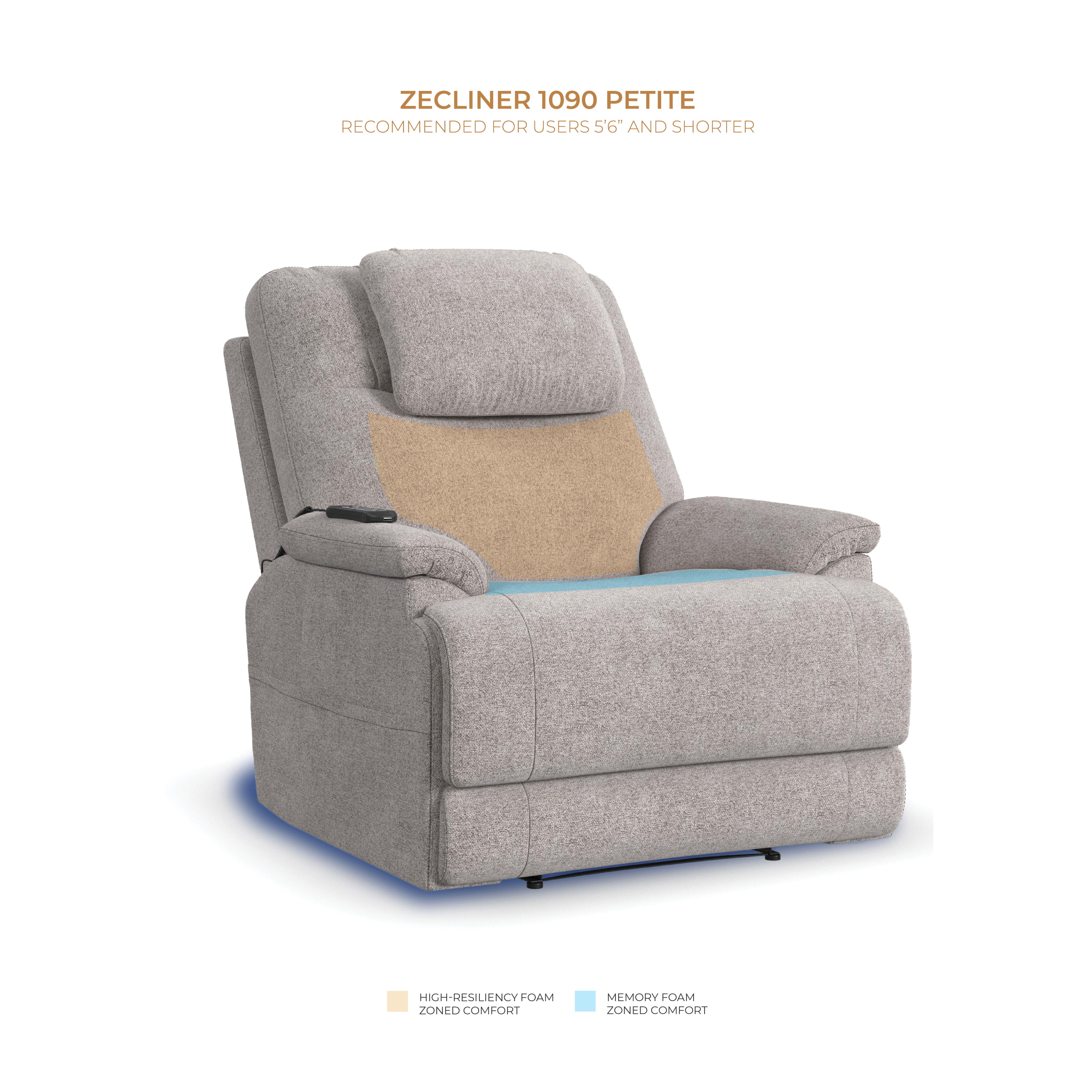 Zecliner Model 2 Petite - Power Sleep Chair - Dove, light gray, view 6