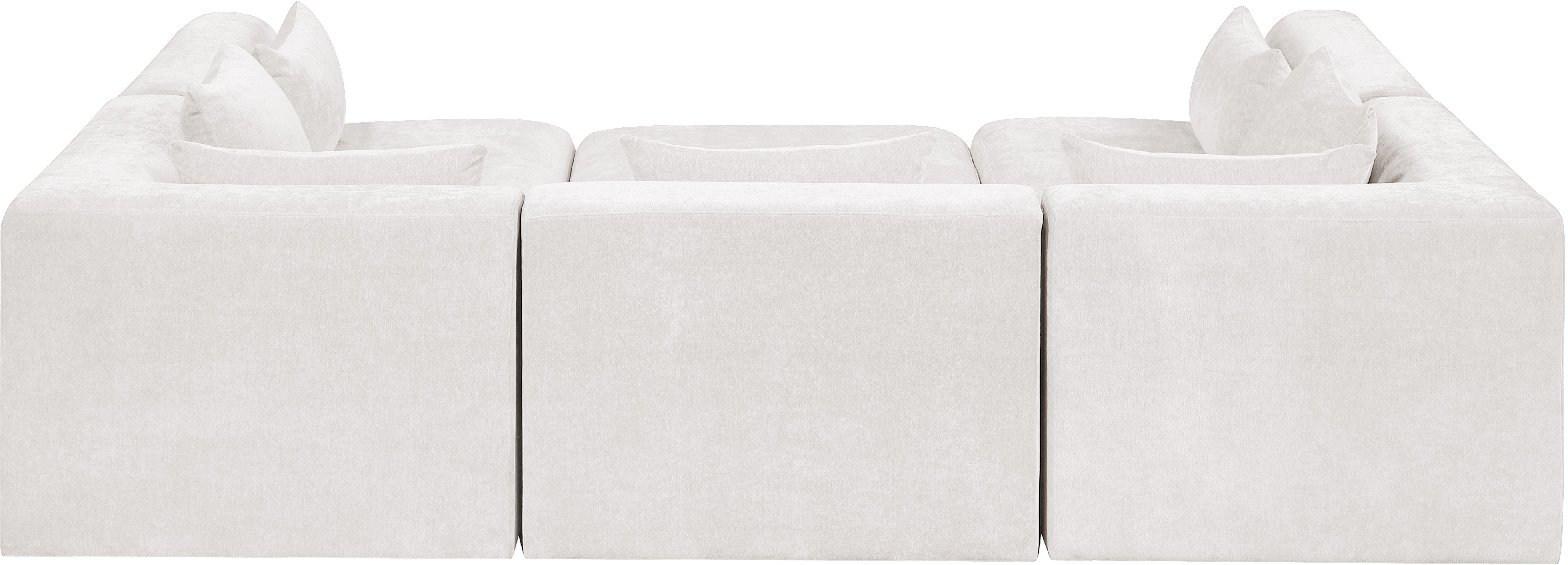 Stellar - 6 Piece Chenille Fabric 114" Upholstered Modular Sectional - Cream