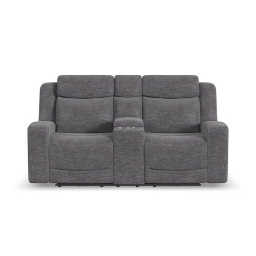 Ridge - Power Reclining Loveseat With Console And Power Headrests - Granite, dark gray