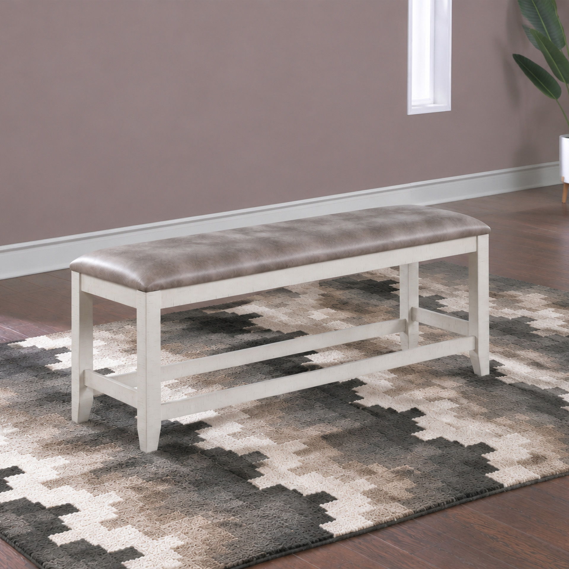 Richland - Counter Height Bench - White, white