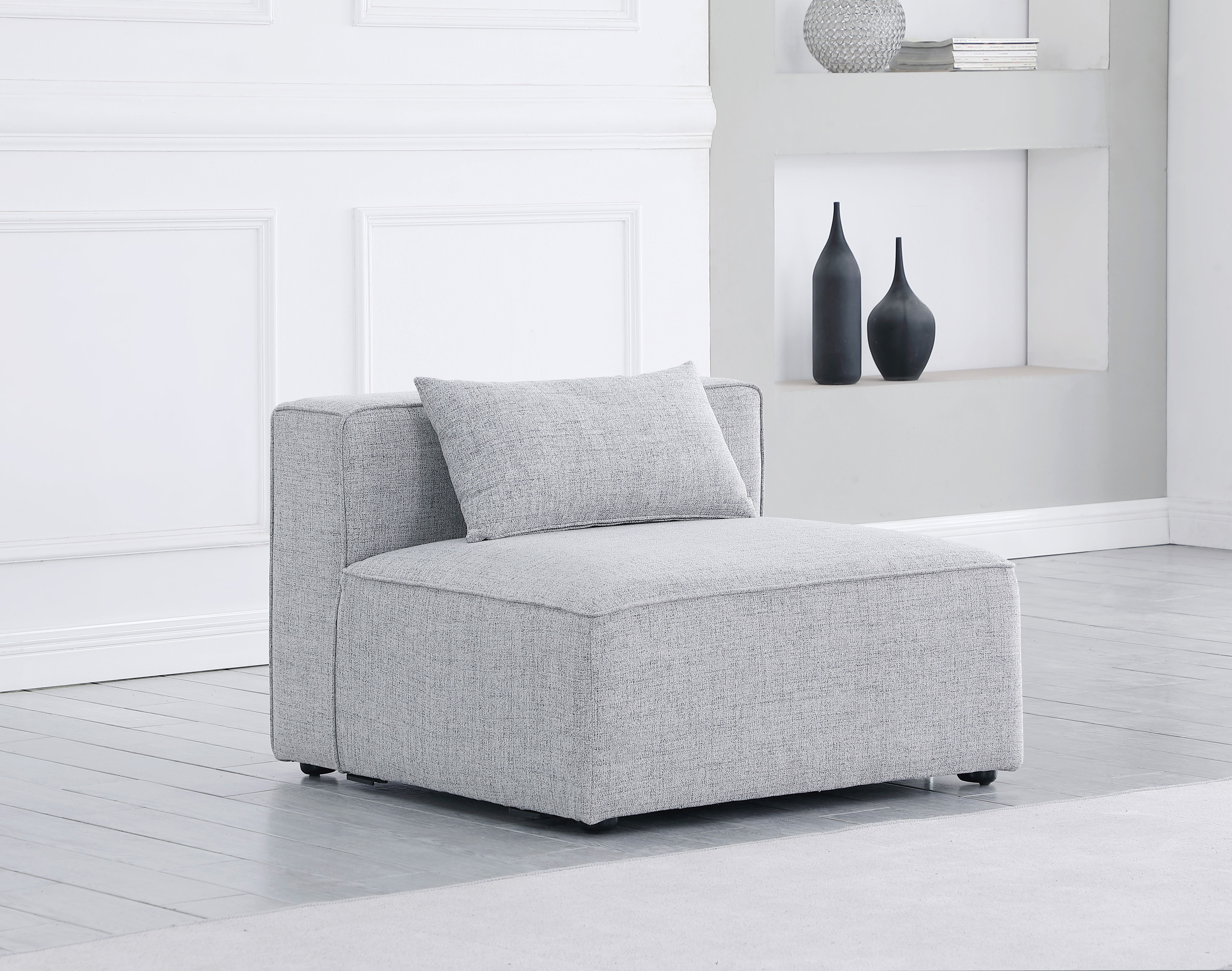 Cube - Linen Armless Chair - Gray