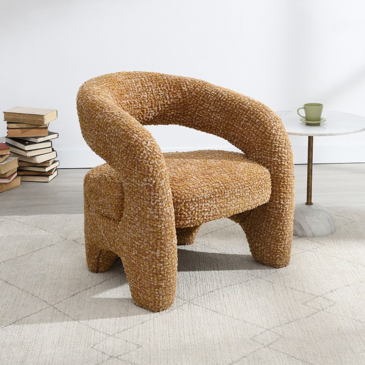 Pelia - Accent Chair - Orange Tweed, orange