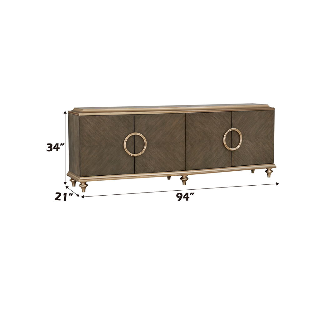 Ashtin - Console Cabinet - Brown, light brown, view 4