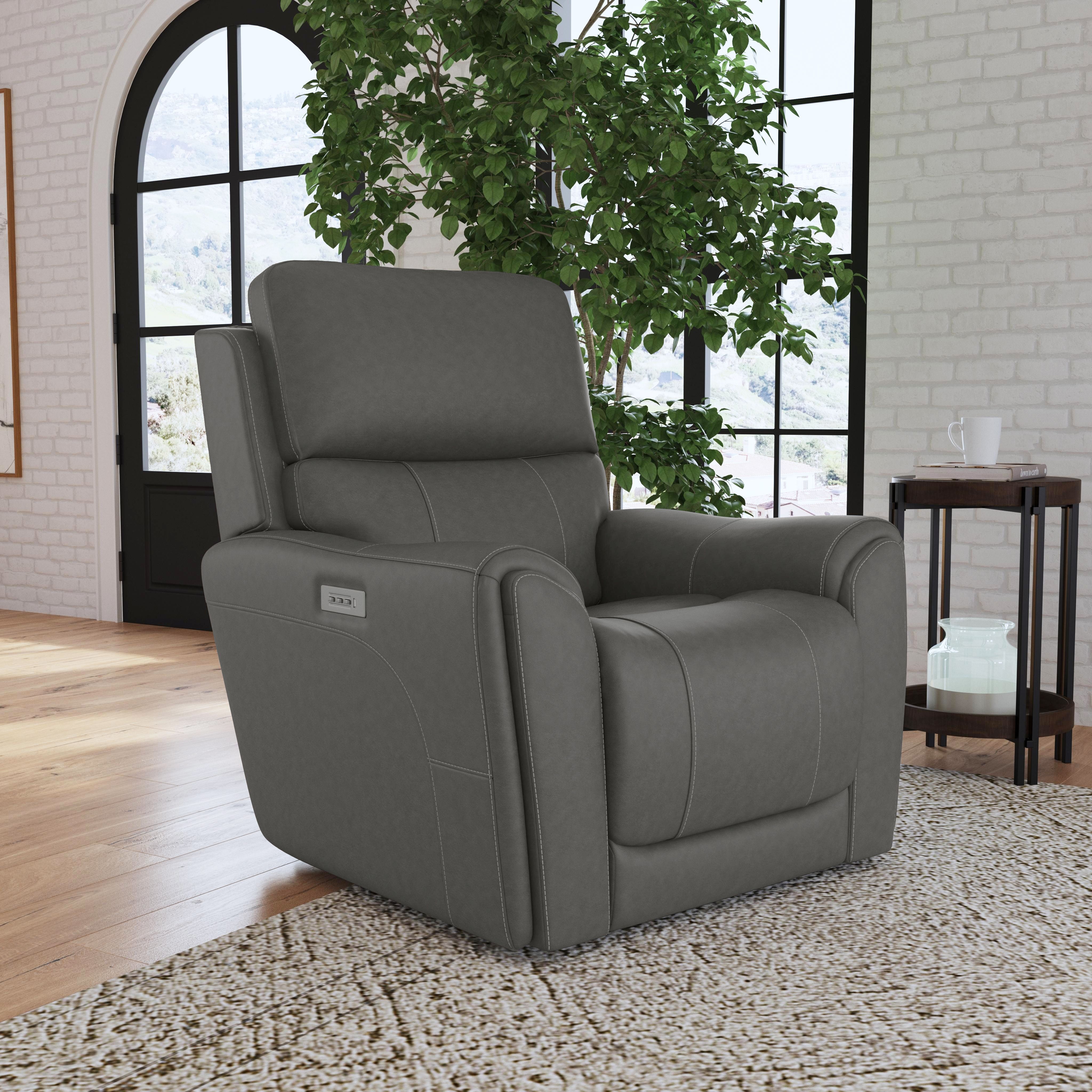 Carter - Power Recliner With Power Headrest & Lumbar - Smoke, dark gray, view 5
