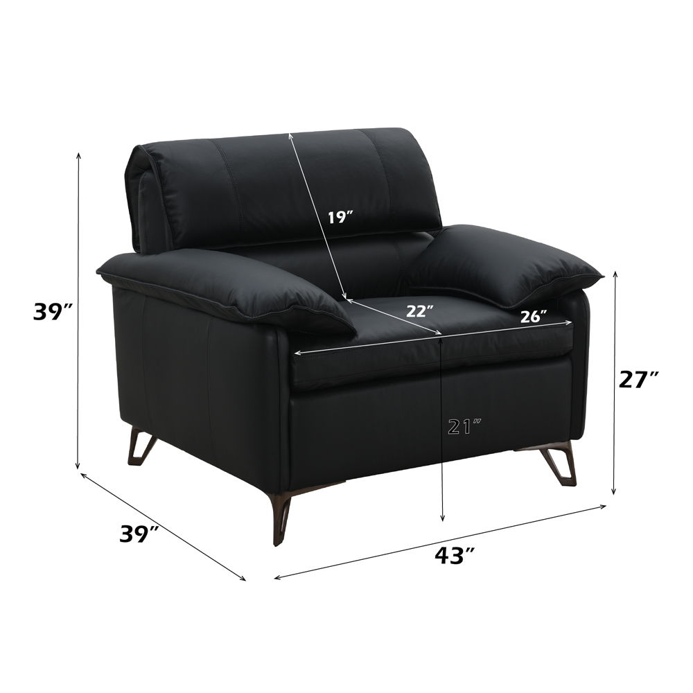 Eilene - Chair - Black Top Grain Leather, black, view 5