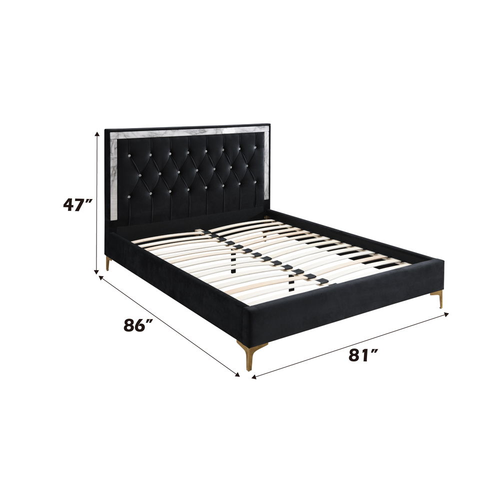 Rowan - Eastern King Bed - Black Fabric, black, view 3