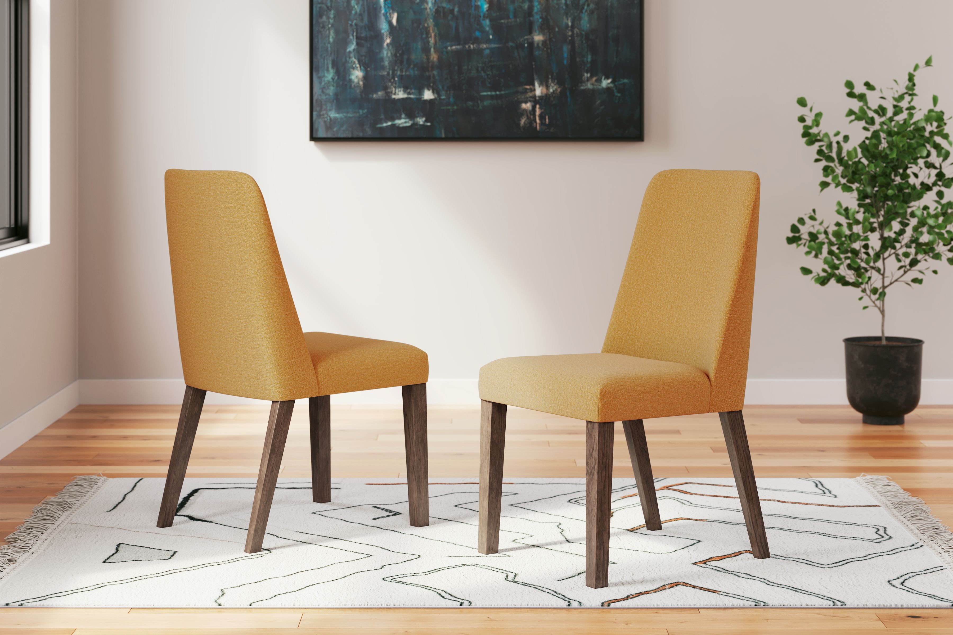 Ashley Lyncott Dining UPH Side Chair (2/CN) - Mustard/Brown