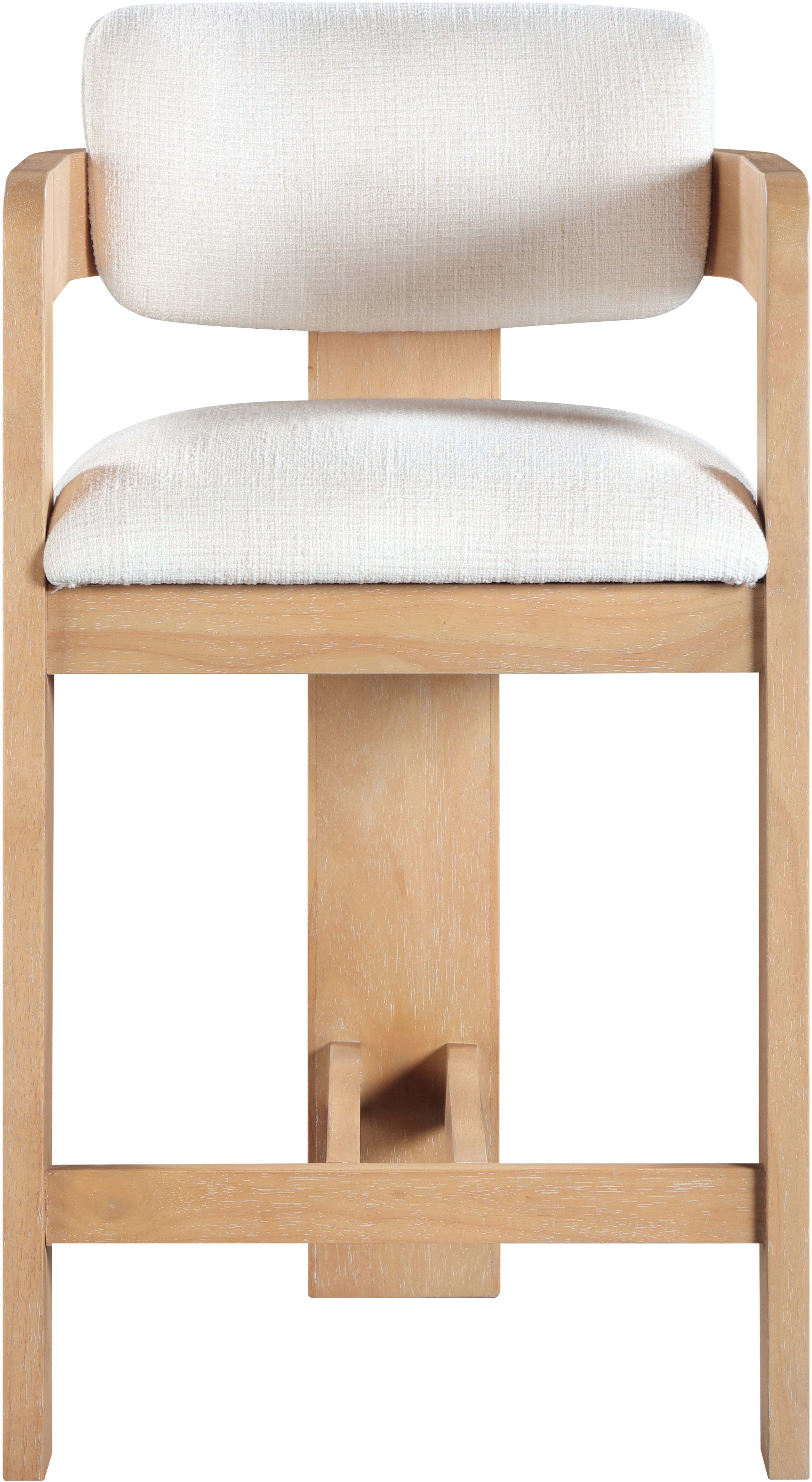Sacha - Linen Stool With Natural Base - Cream