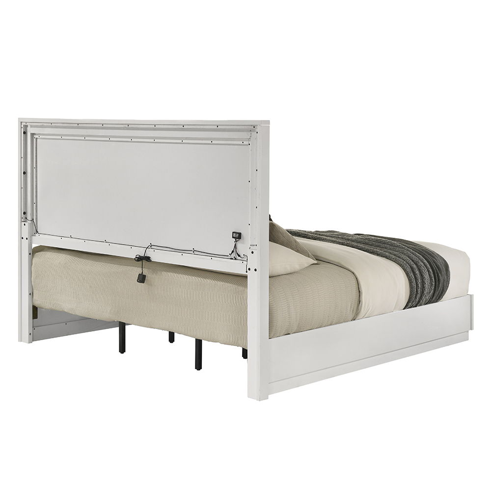 Esther - Queen Bed With LED - White / Silver, white, view 5