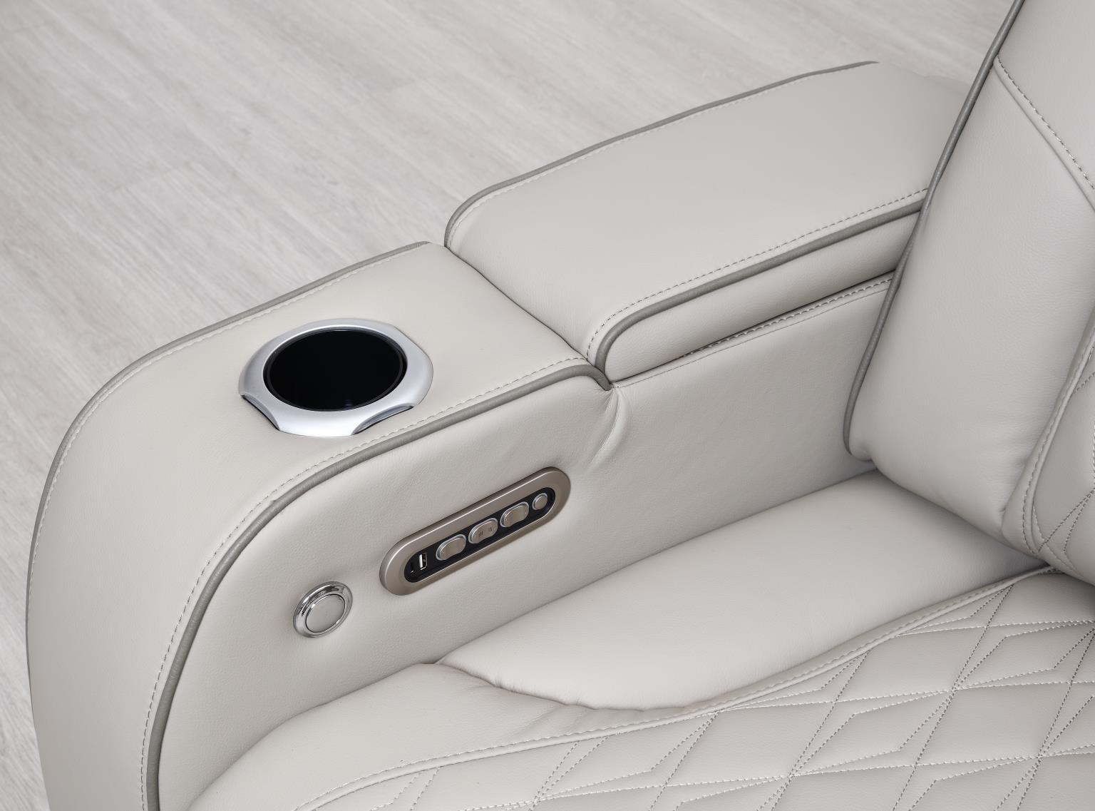 U11 - 3 Piece Power LED Sectional, Power Headrest, Heat, Massage Wireless Charger, And USB - Gray