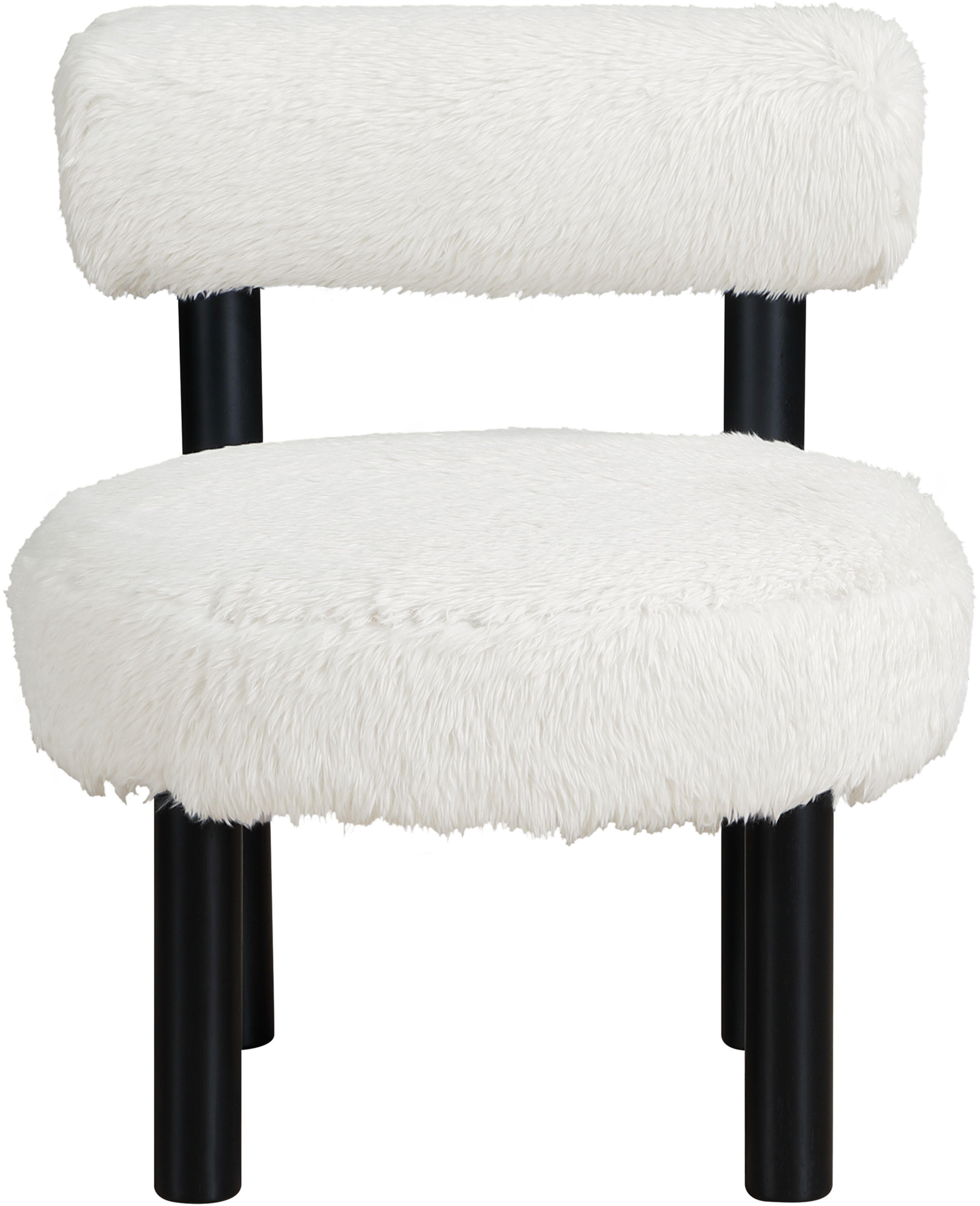 Ambre - Vegan Shearling Fabric Upholstered Accent Chair - Cream