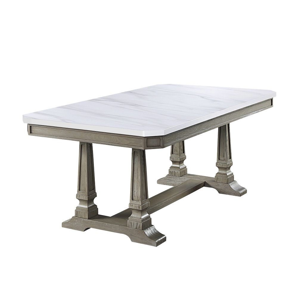 Zumala - Dining Table - Marble Top & Weathered Oak, white, view 2