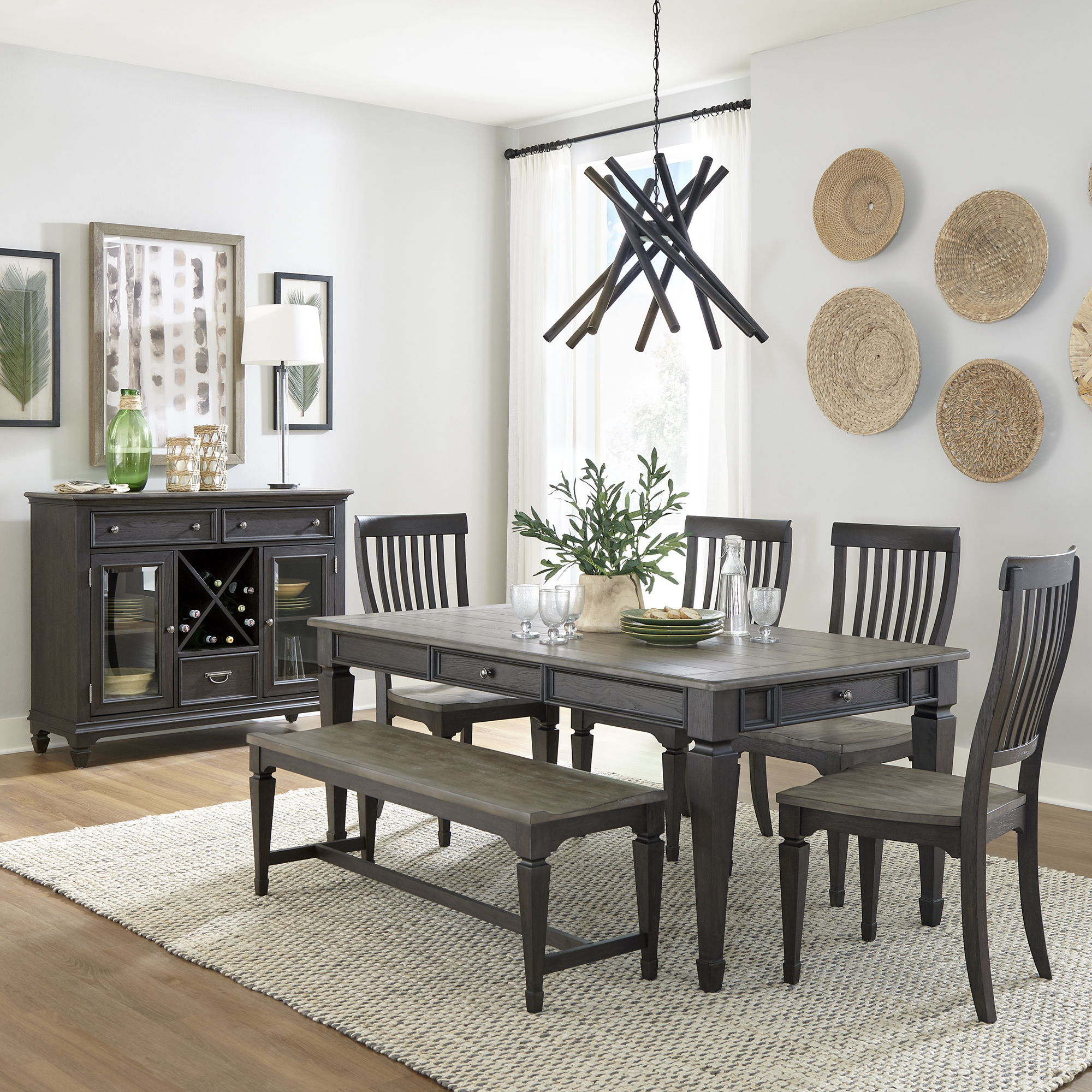 Liberty Furniture Allyson Park - 6 Piece Rectangular Table Set - Dark Brown