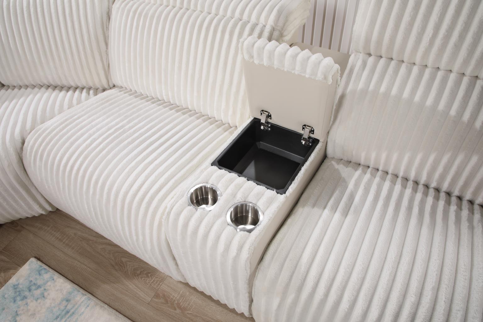 U14 - 6 Piece Power Reclining Sectional With Power Headrest - White
