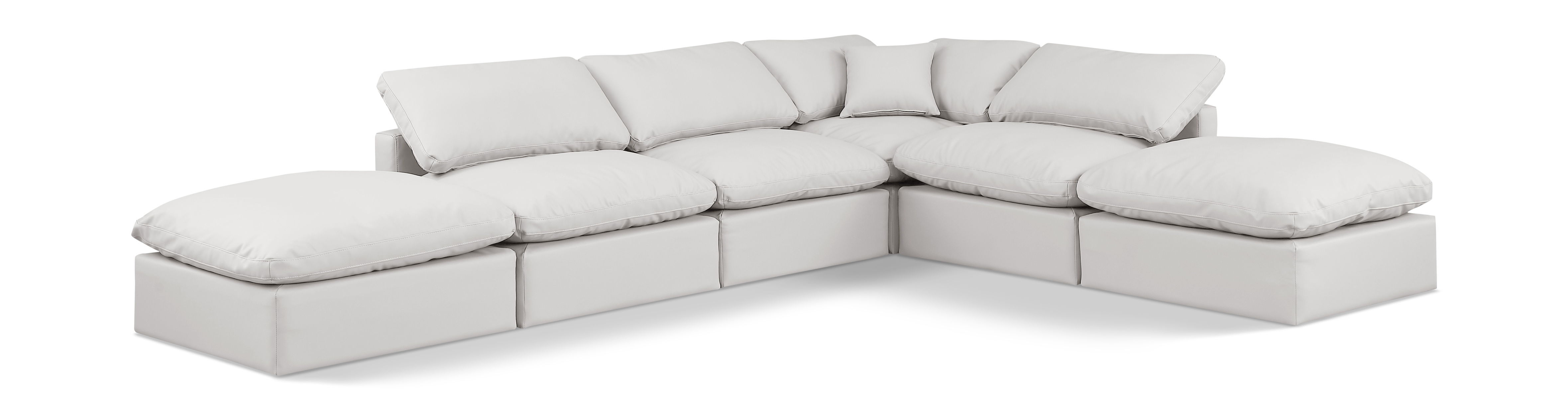 Indulge - Faux Leather 6 Piece Modular Armless Sectional - Cream