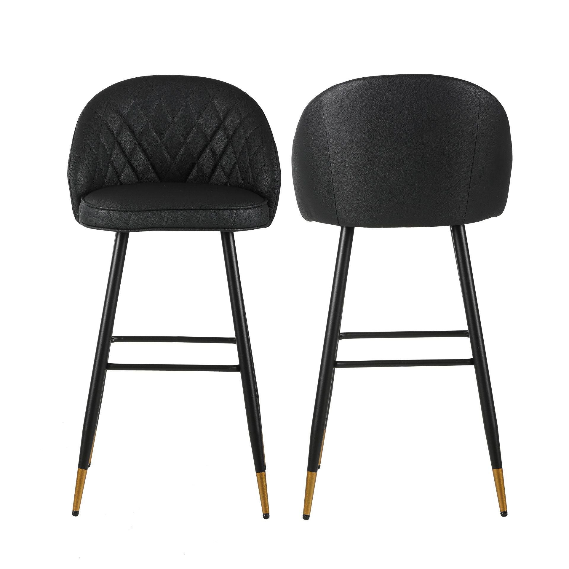 Oliver - Vegan Leather Bar Chair (Set of 2) - Black, black, view 5
