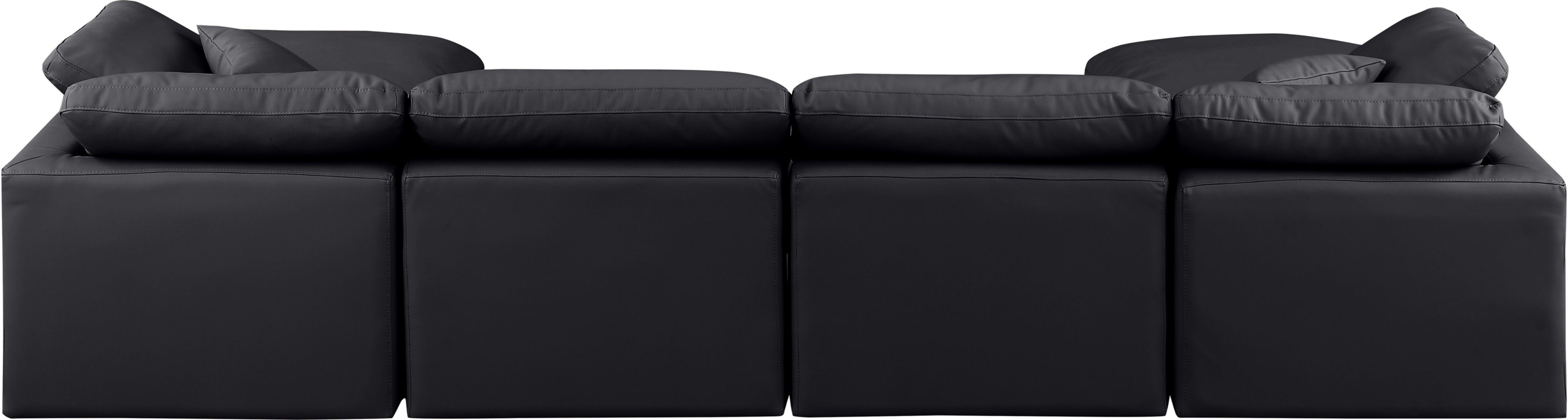Indulge - Faux Leather 6 Piece Modular Double Chaise Sectional - Black