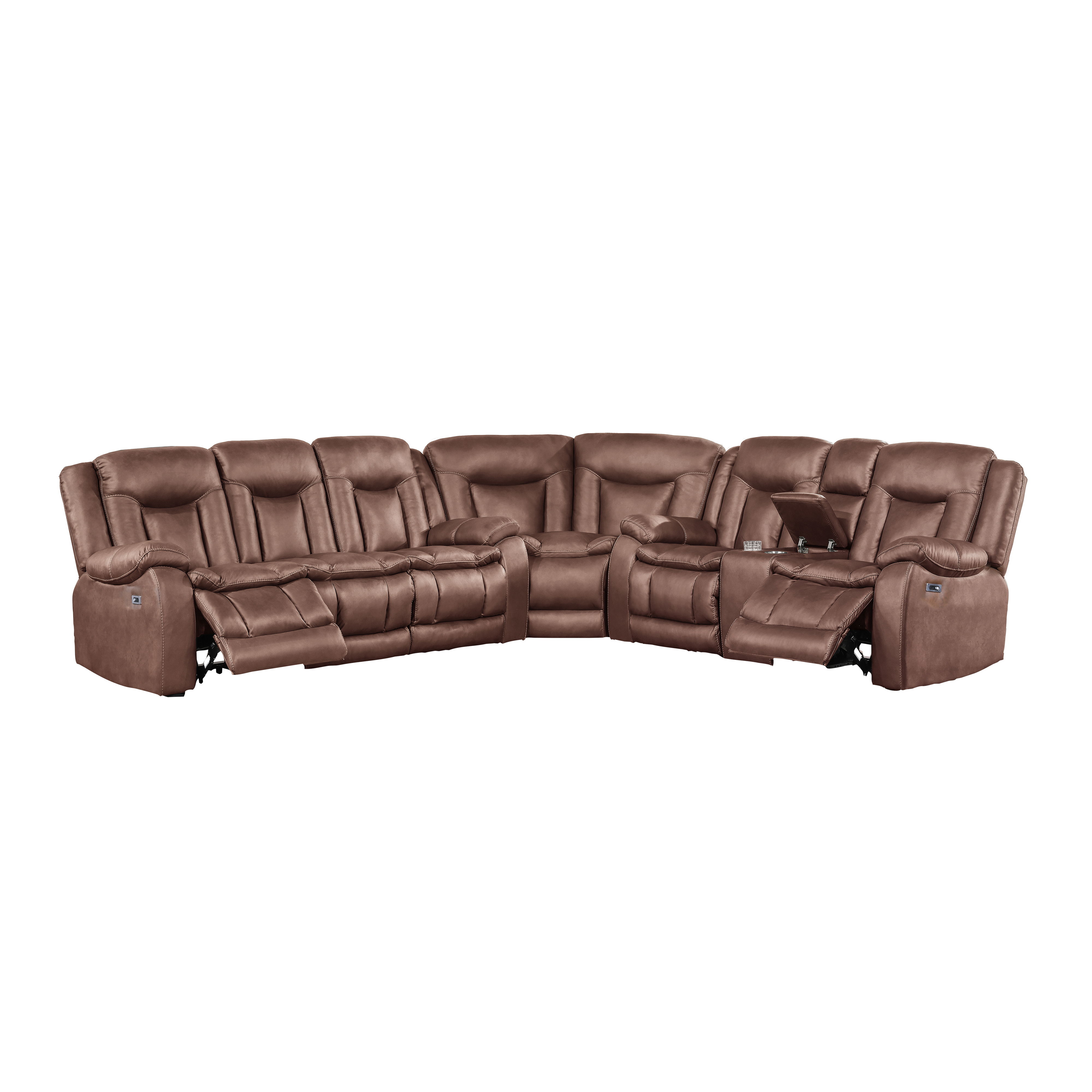 Morello - 3 Piece P1 Sofa/Loveseat/Wedge With Power Footrest - Brown