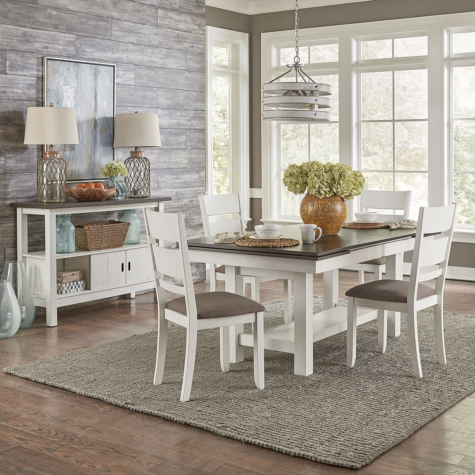 Liberty Furniture Brook Bay - 5 Piece Trestle Table Set - White