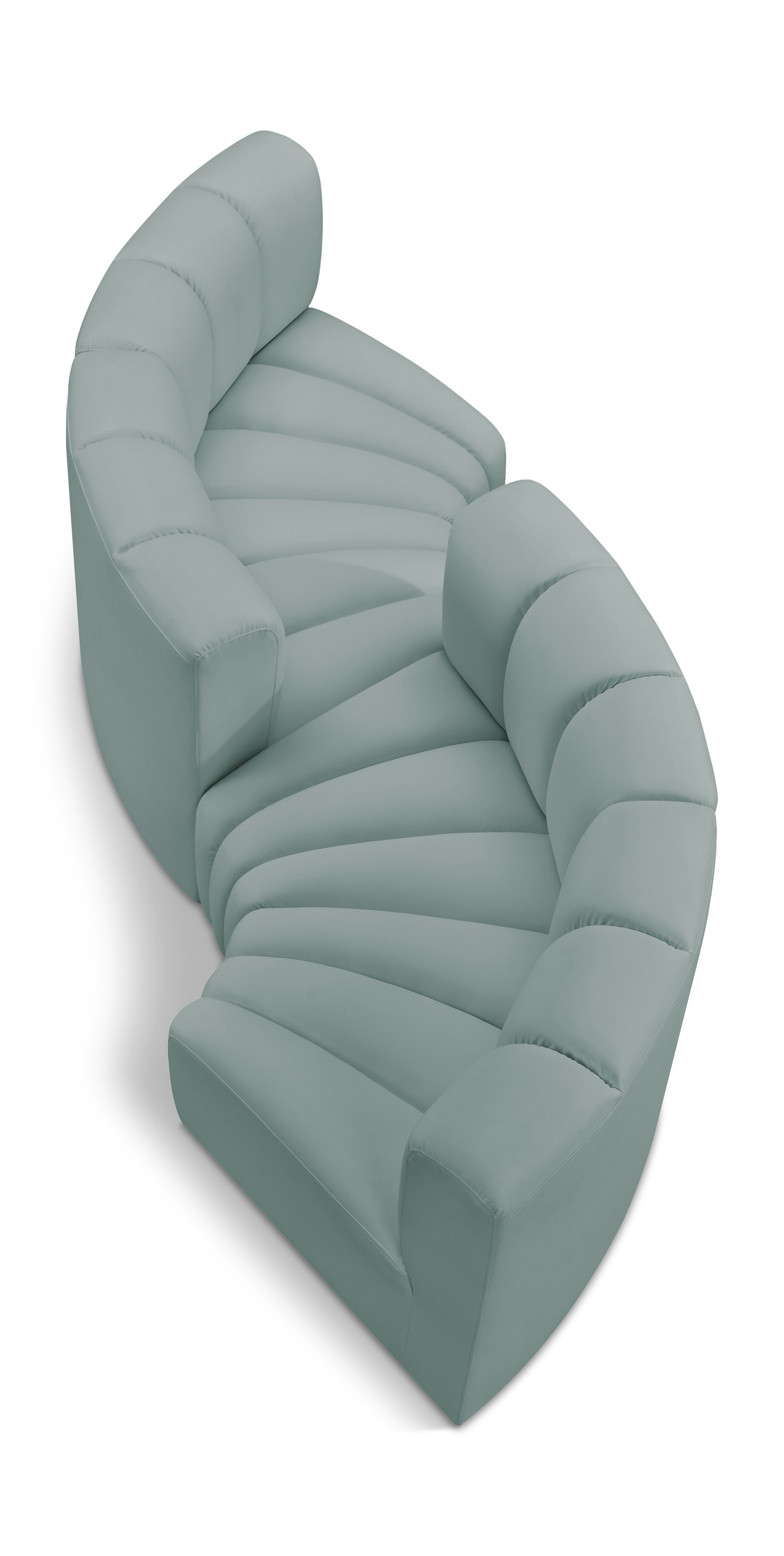 Arc - Faux Leather 4 Piece Curved Modular Sofa - Mint Green