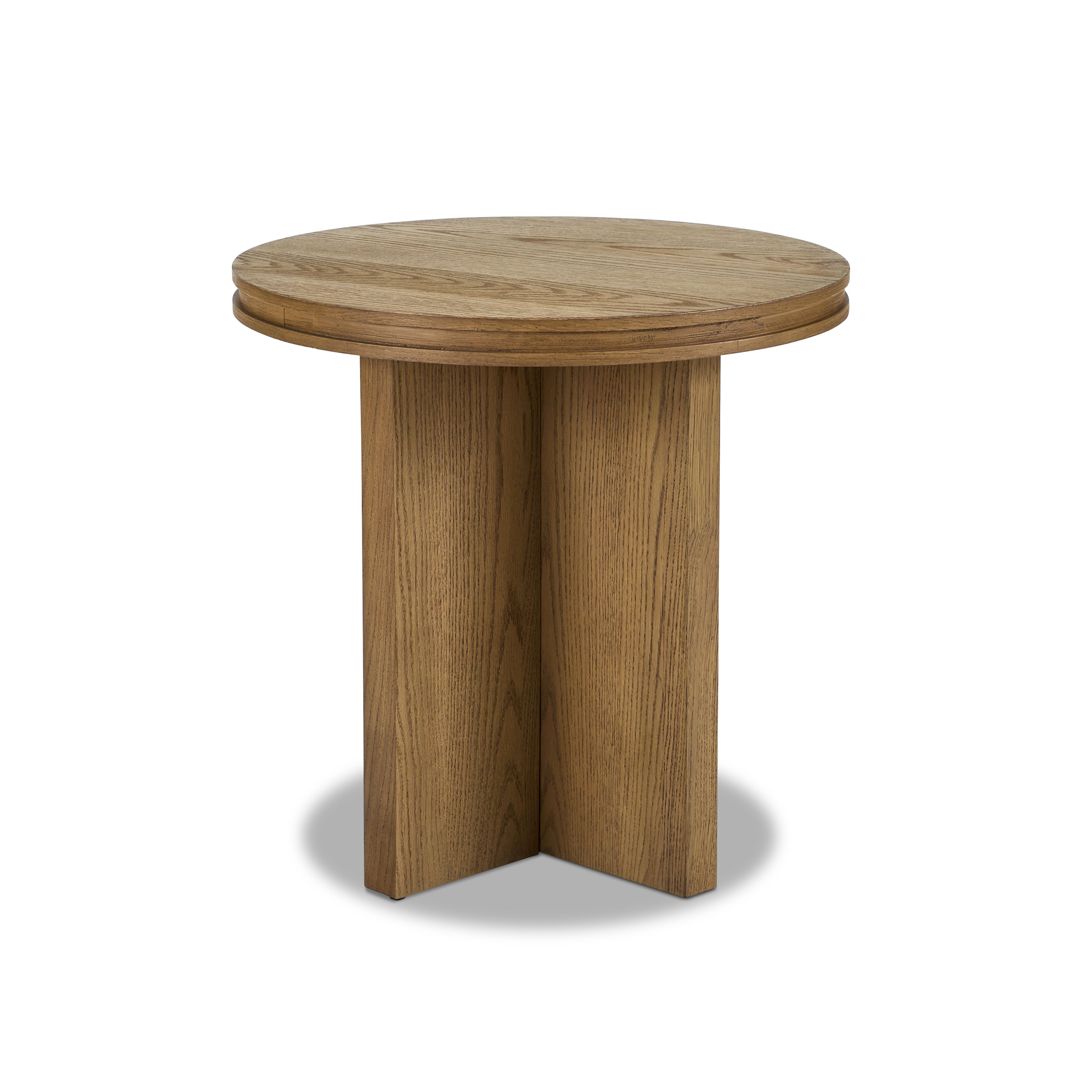 Waterfall - Round End Table - Light Brown, light brown