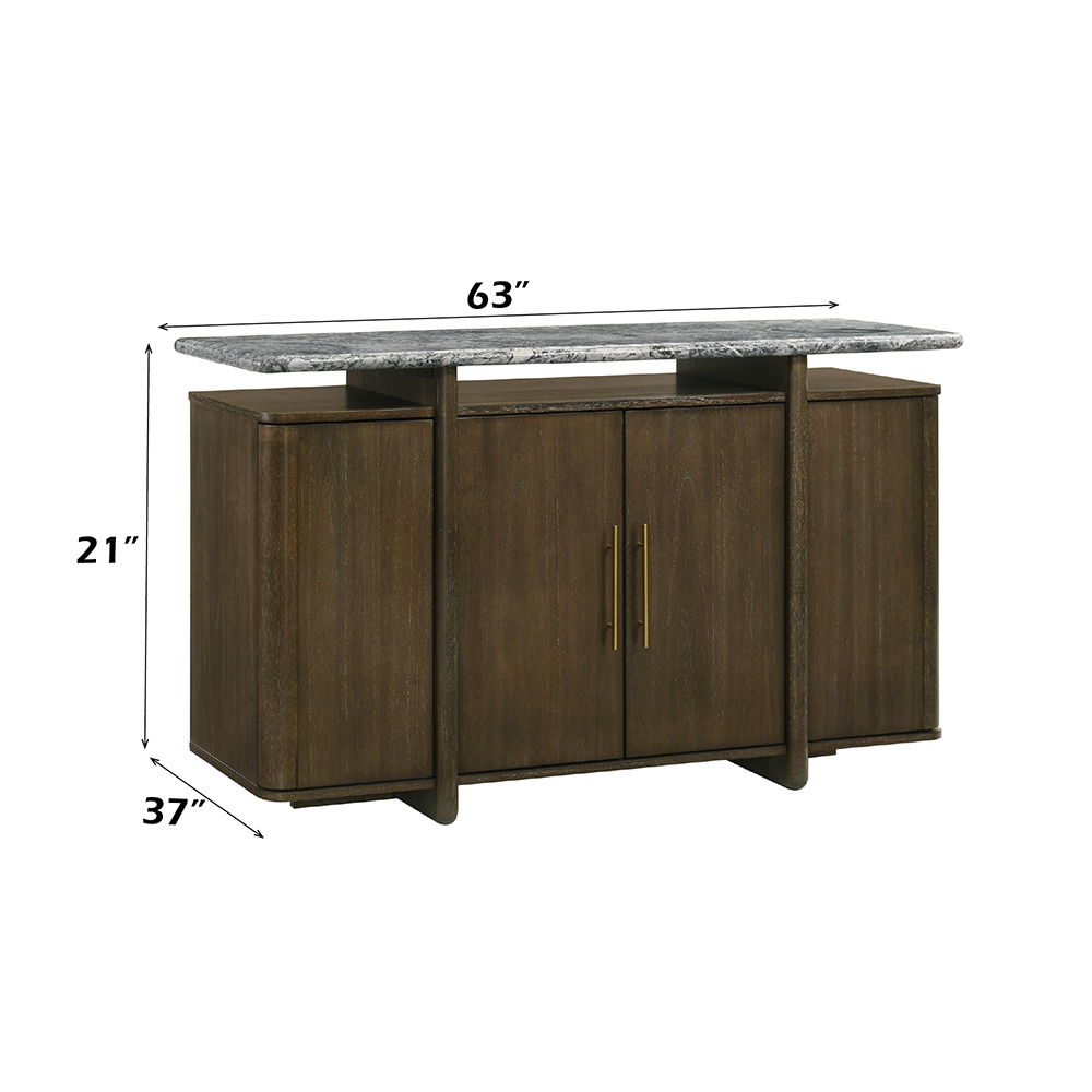 Dillon - Server With Marble Top - Natural / Walnut, dark brown, view 6