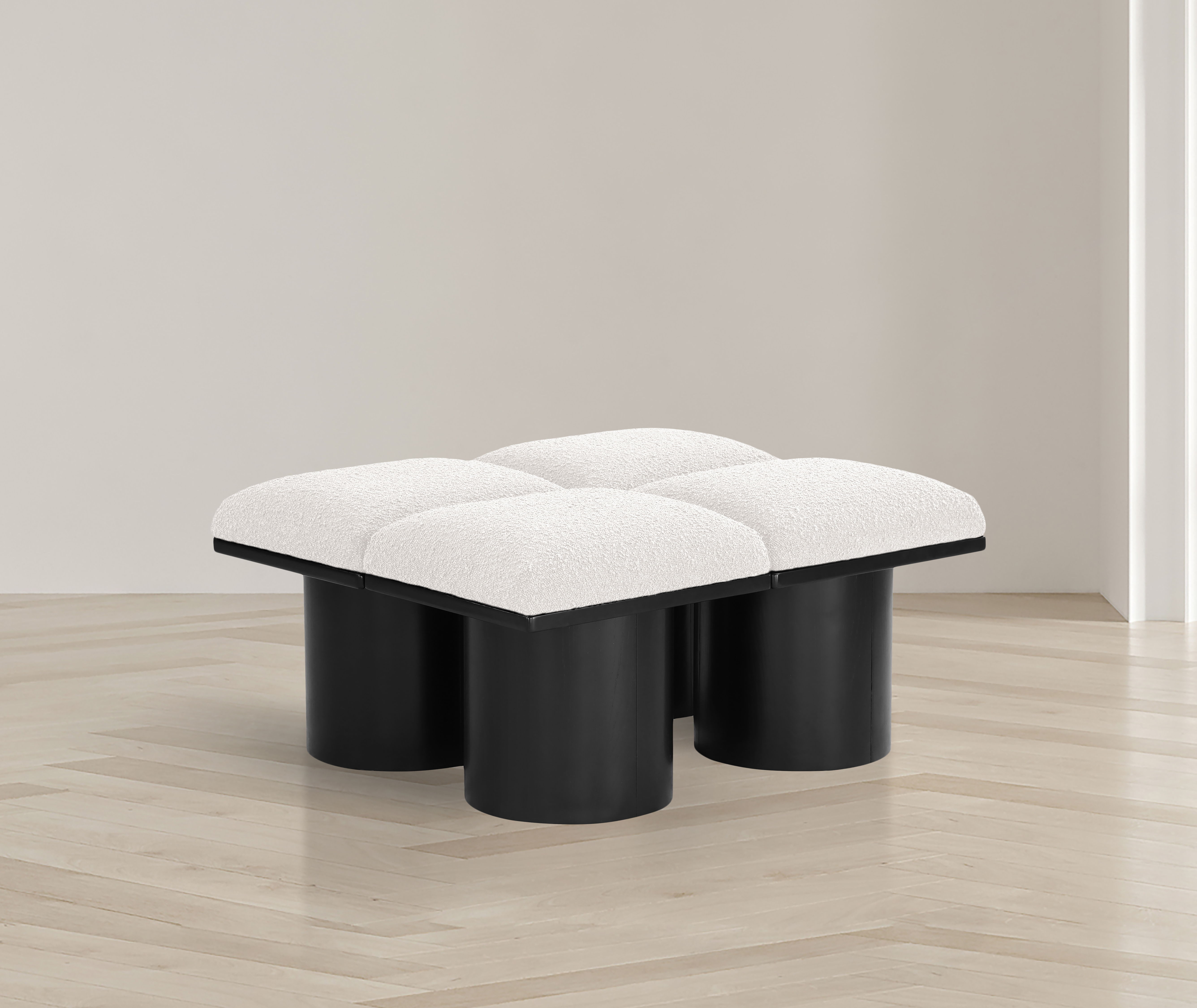 Pavilion - 36" 4 Piece Modular Bench With Black Base - Cream