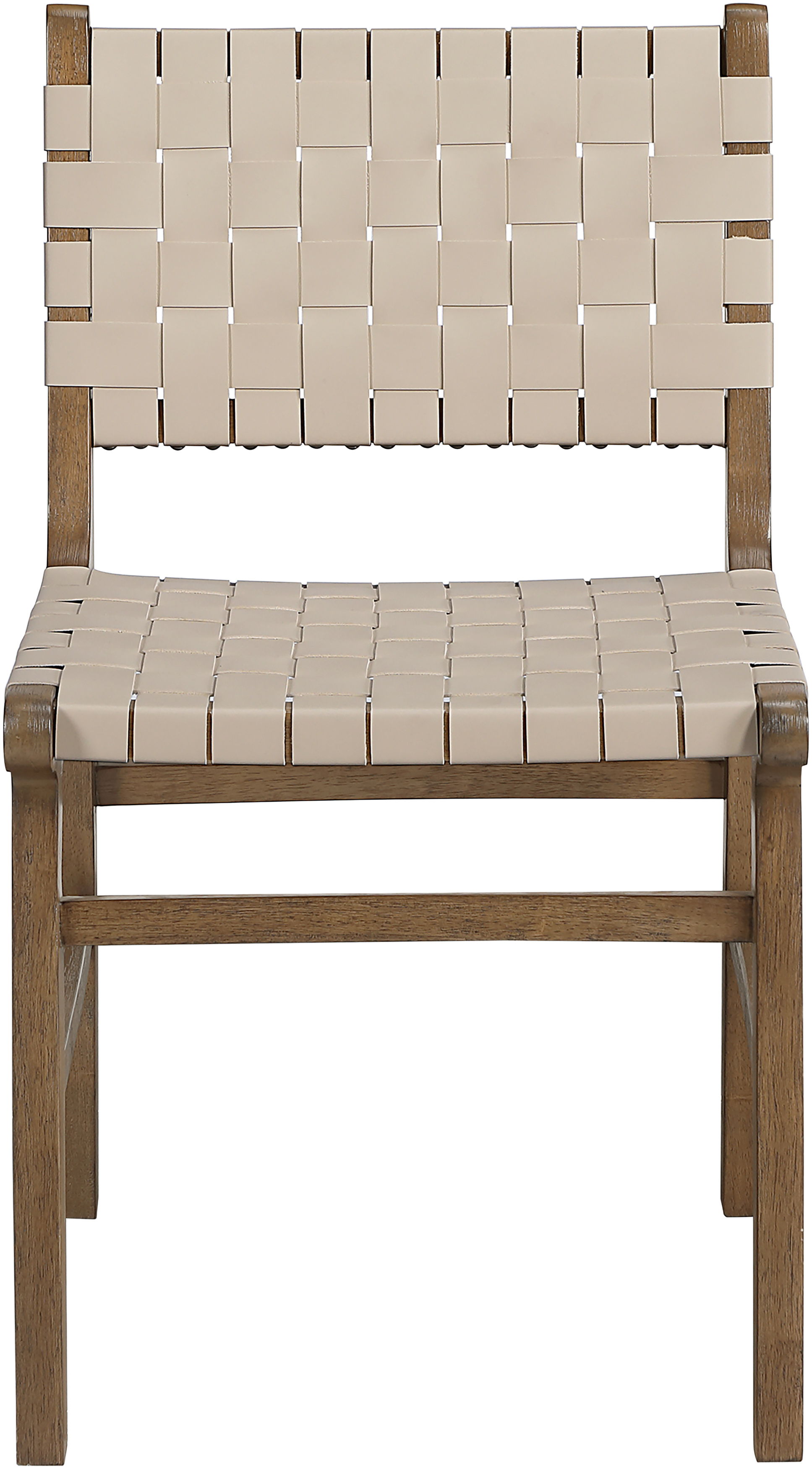 Entwine - Vegan Leather Upholstered Dining Chair - Beige / Painted Brown