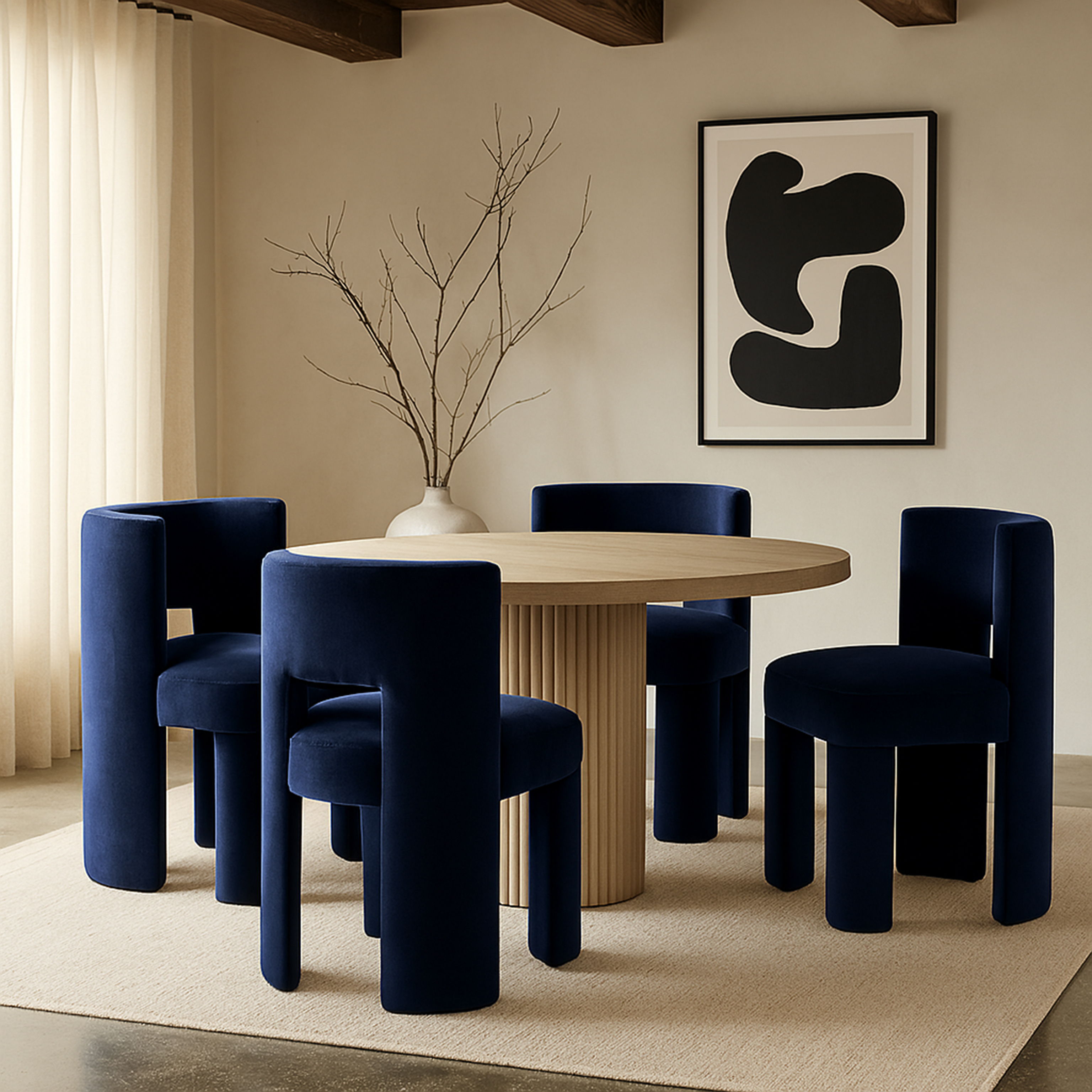 Zuno - Velvet Performance Fabric Upholstered Dining Chair (Set of 2) - Navy